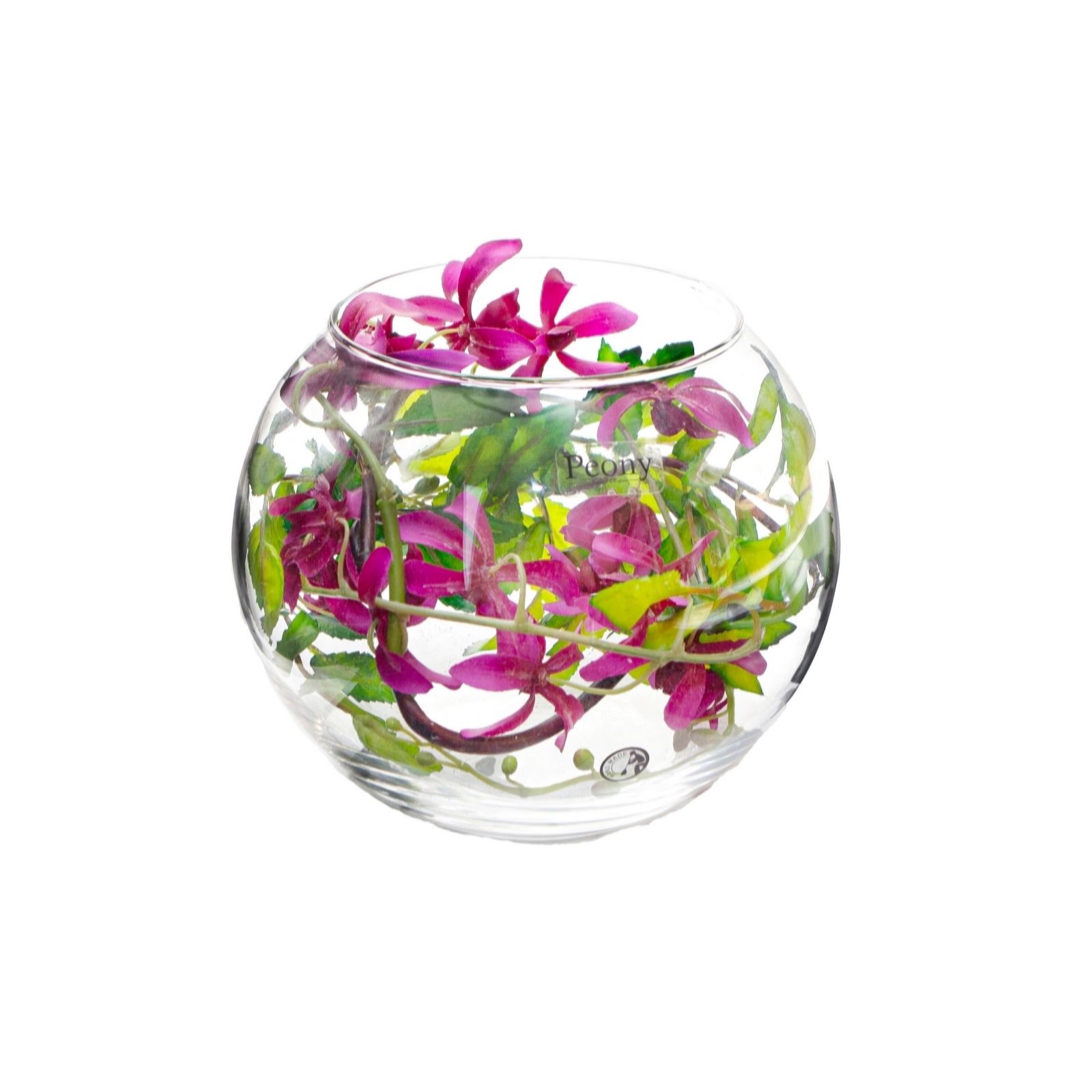 Outlet Peony Dancing Orchid & Foliage in Fish Bowl