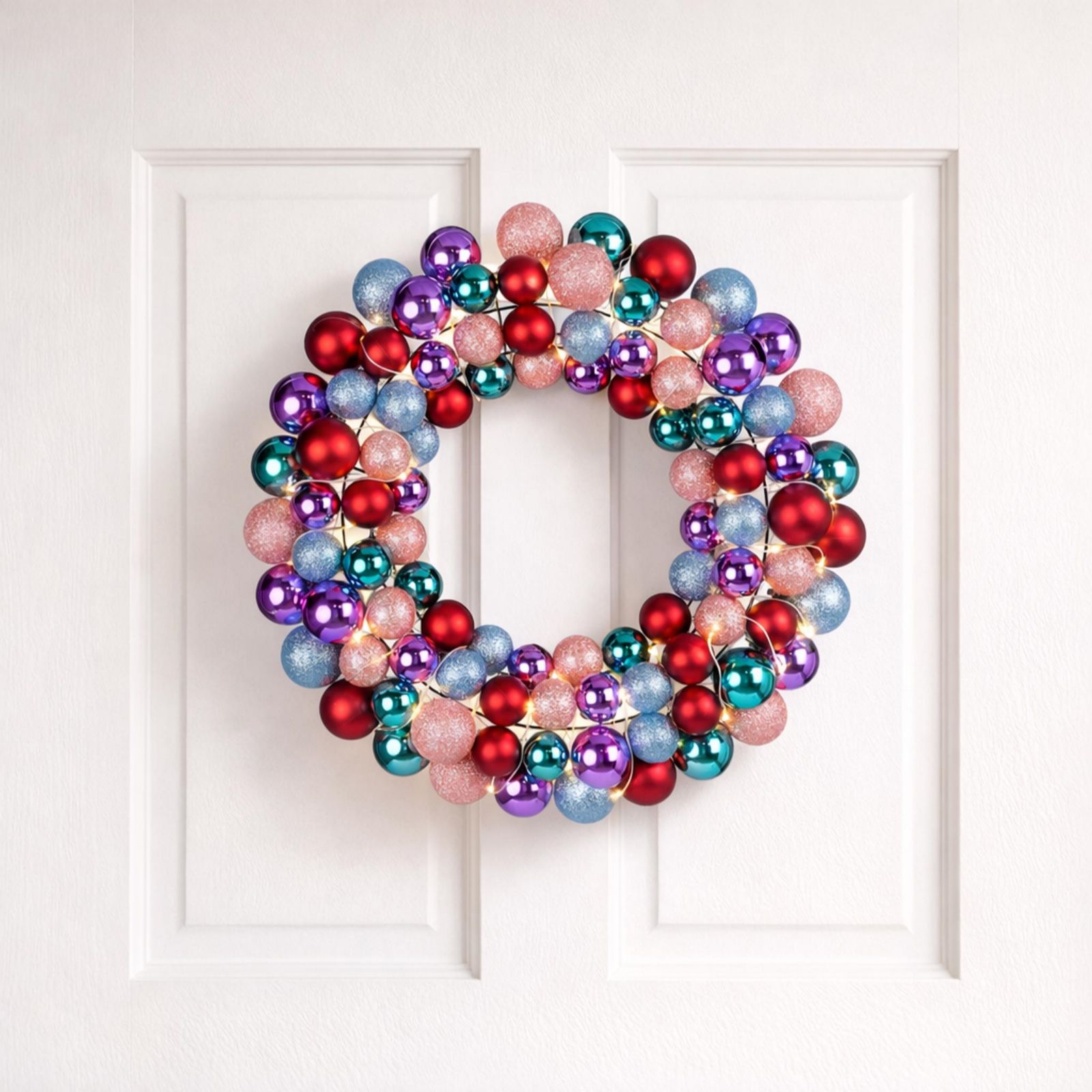Home Stories 40cm Pre Lit Shatterproof Bauble Wreath
