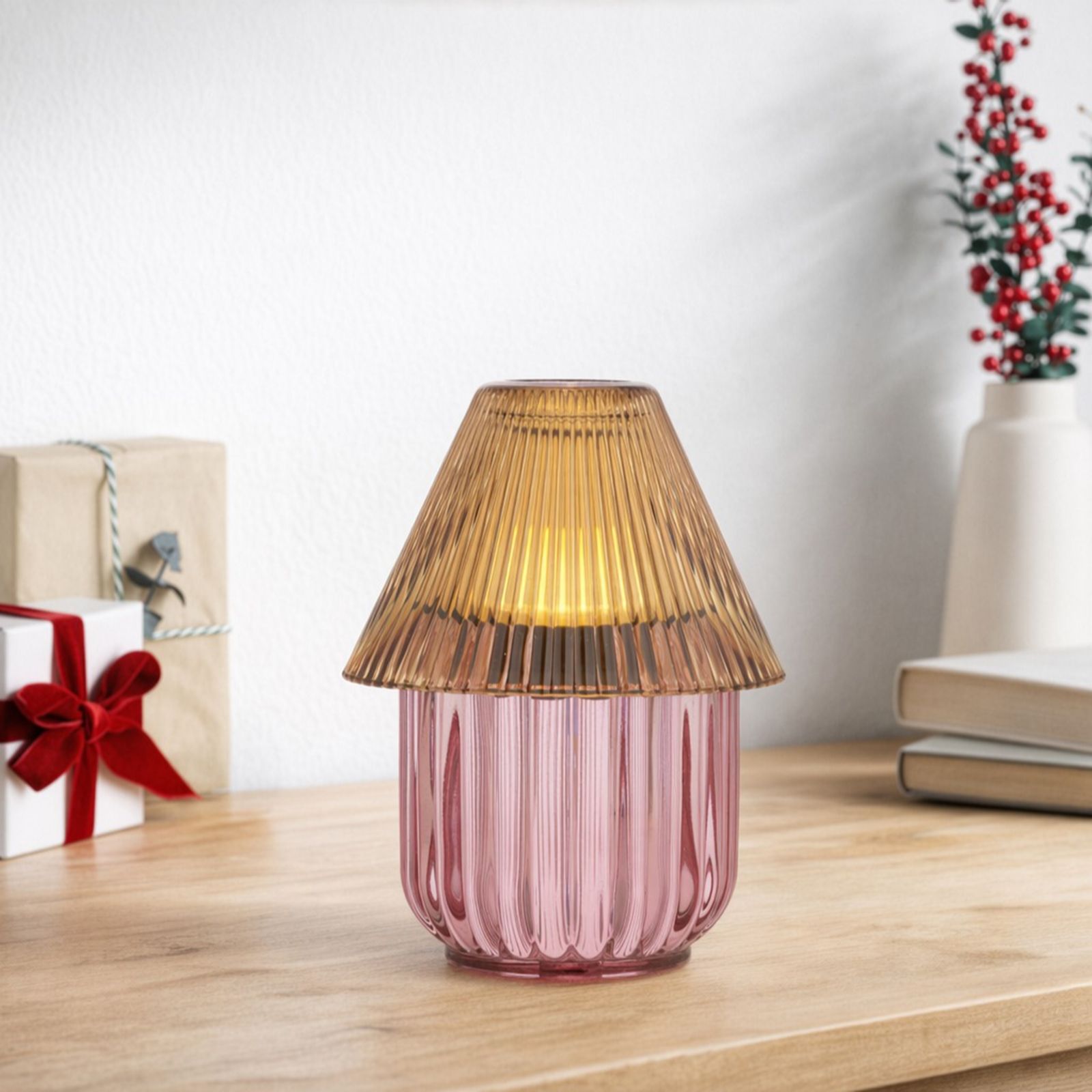 Home Stories Glass Lamp Tealight Holder With LED Tealight