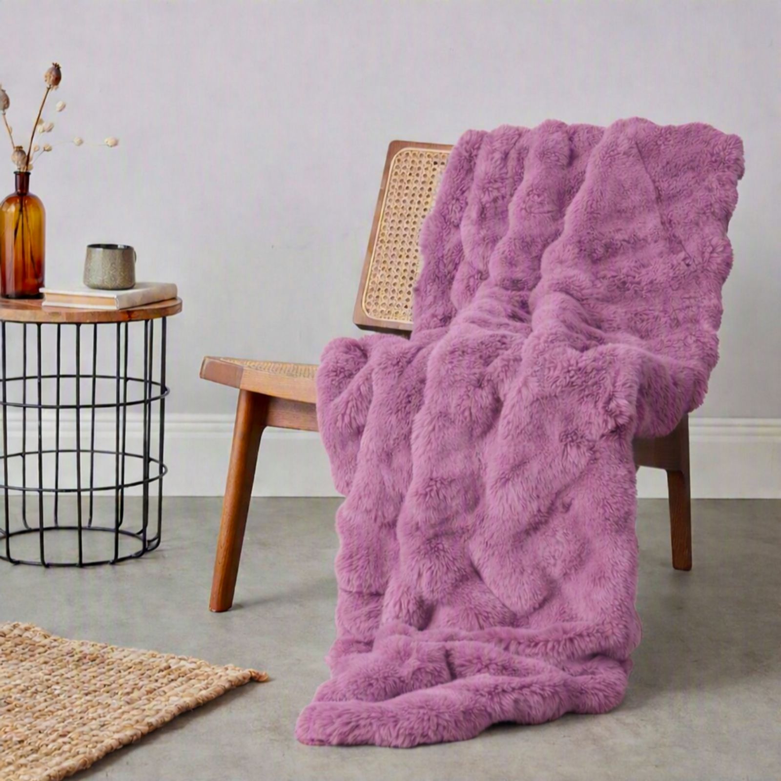Cozee Home Giftable Textured Luxury Faux Fur Throw