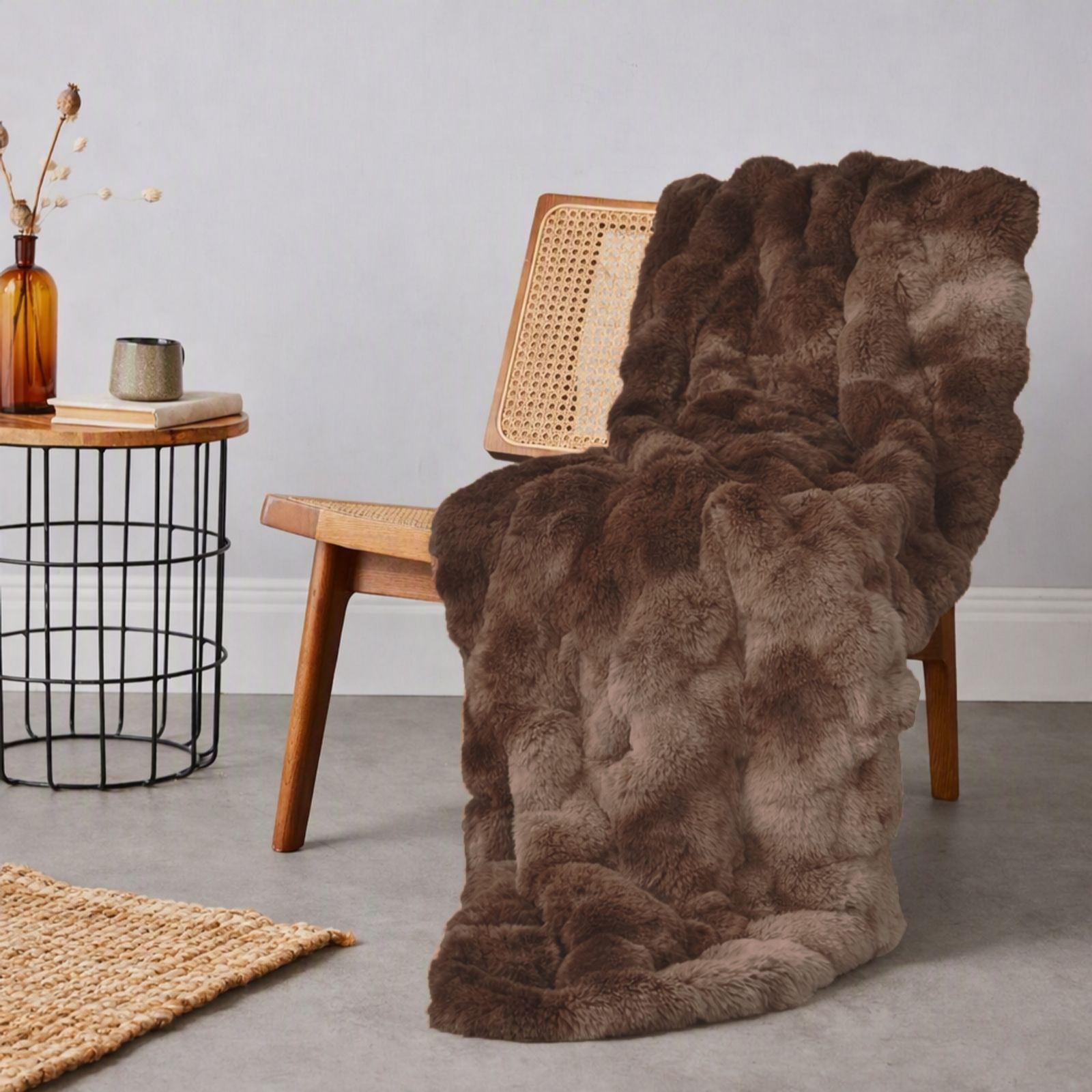 Cozee Home Giftable Textured Luxury Faux Fur Throw