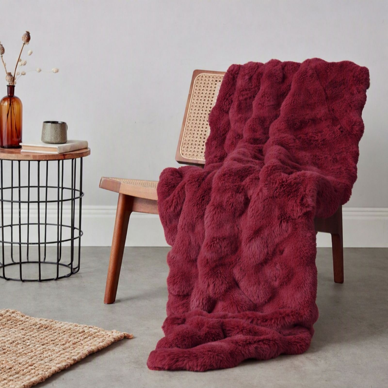 Cozee Home Giftable Textured Luxury Faux Fur Throw