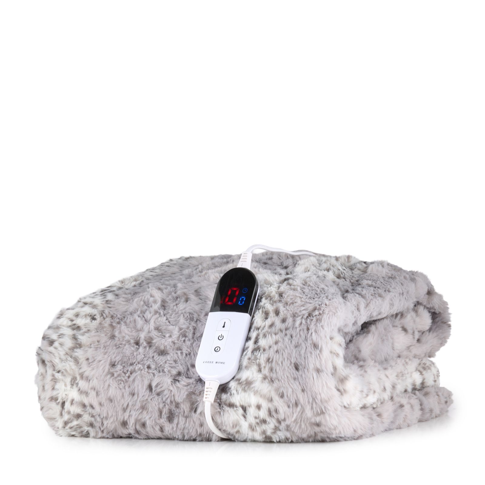 Cozee Home Print Faux Fur and Velvetsoft Throw with 9 Heat Settings