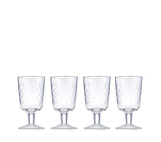 JM by Julien Macdonald Set of 4 Cut Glass Wine Glasses