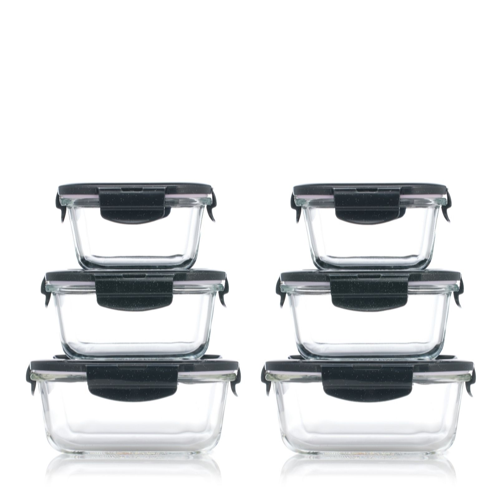 Outlet Lock & Lock Set of 6 Square Glass Vented Lids