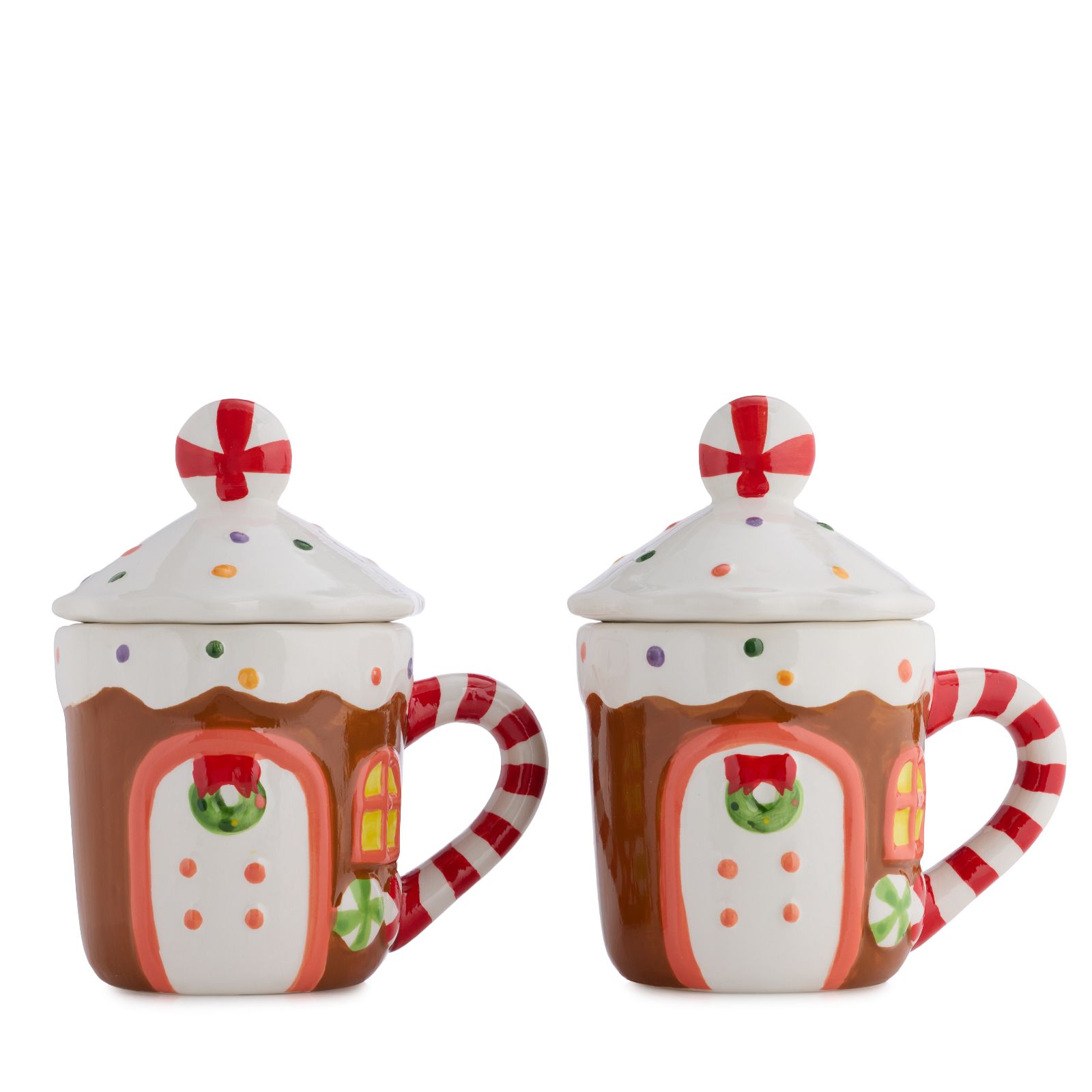 Mr Christmas Set Of 2 Mugs With Lids