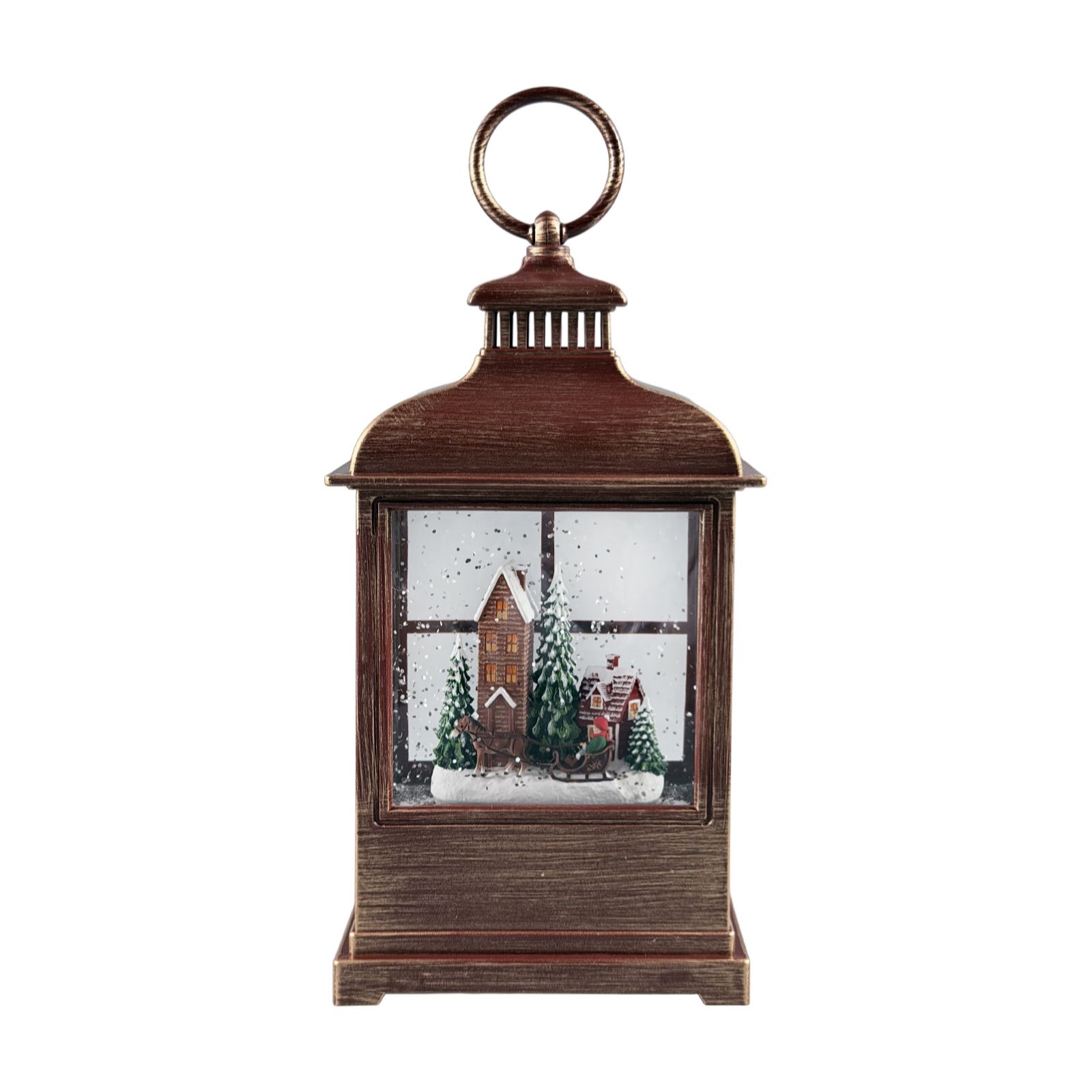 Home Stories Pre Lit Winter Village Scene Water Spinner