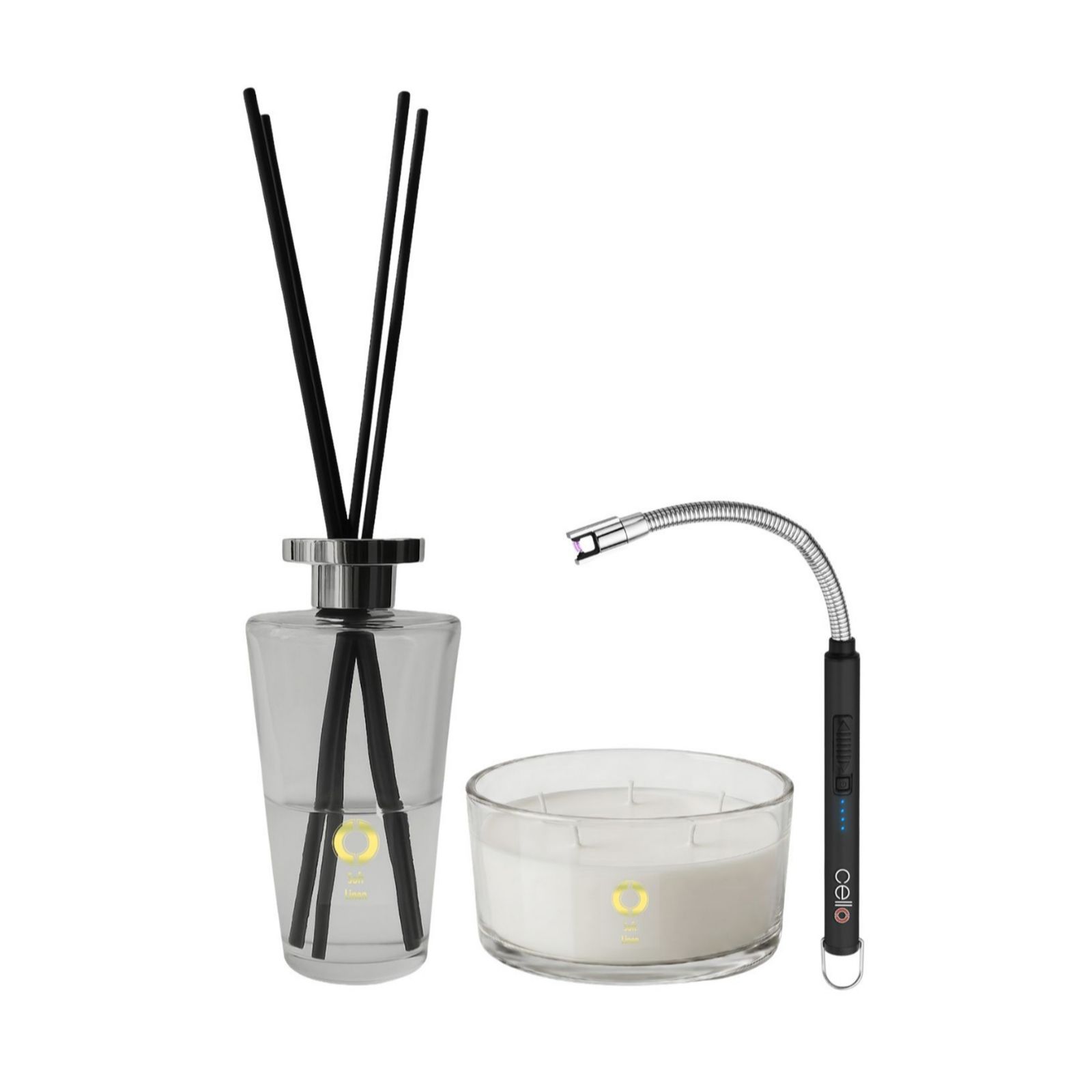 Cello Lux Diffuser 1L & Lux 5 Wick Candle 600gm with Lighter