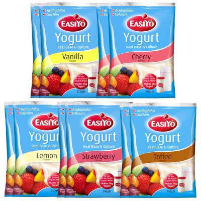 EasiYo Pack of 10 Assorted Sweet Flavoured Yoghurt Sachets - QVC UK