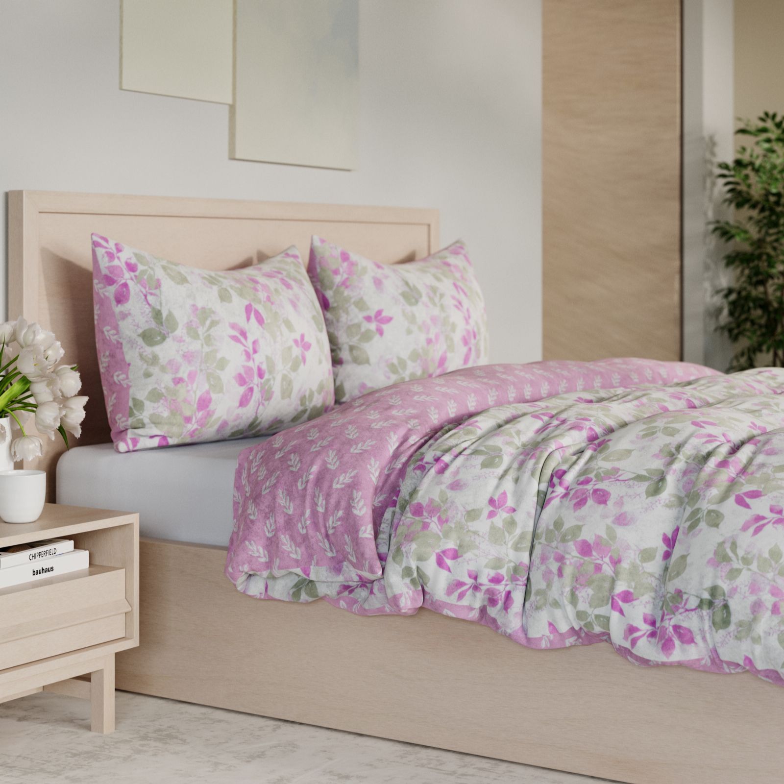 Cozee Home Reversible Soft Floral Velvetsoft 3 Piece Duvet Set
