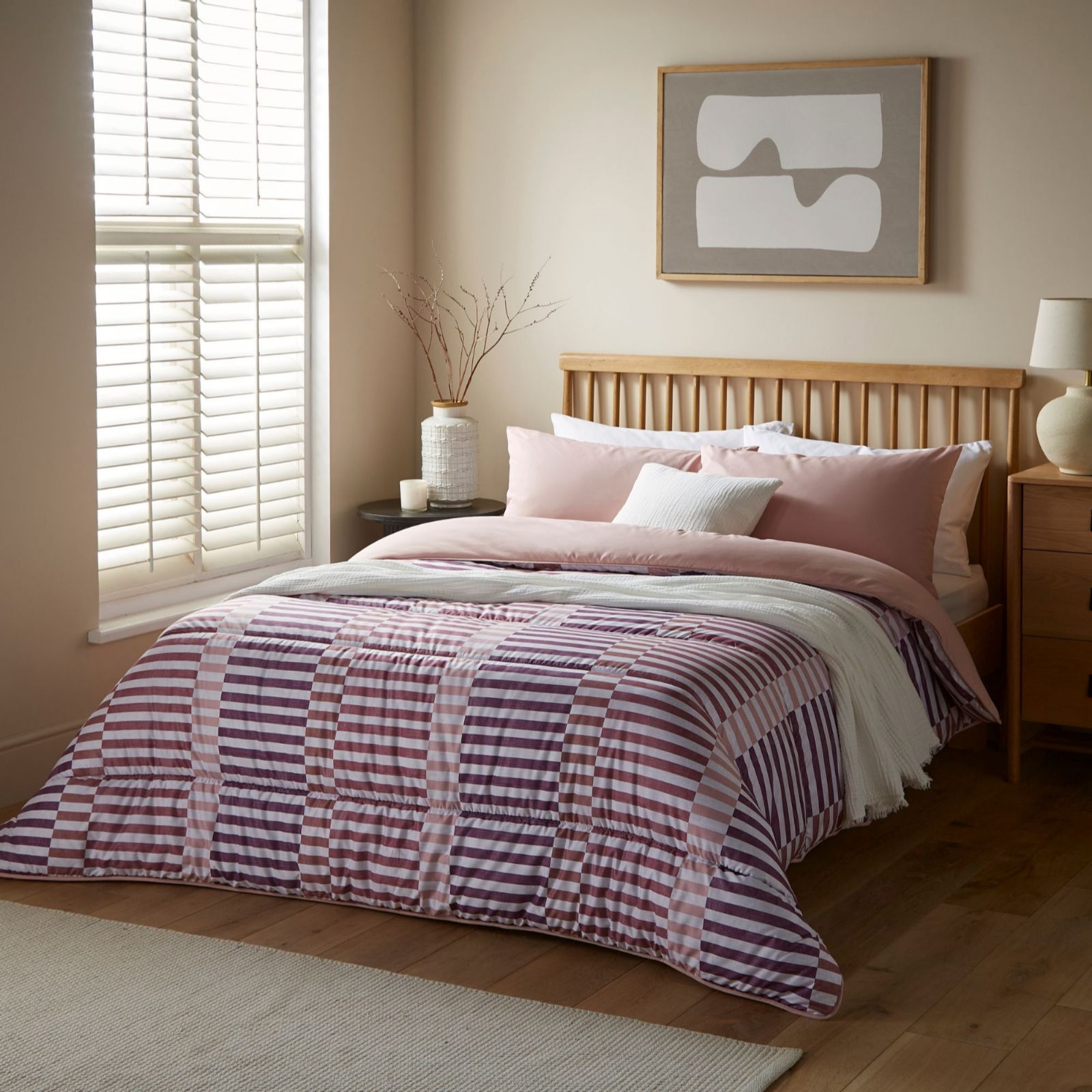 Night Lark Seersucker Rosy Stripes Coverless 10.5 Tog Duvet & Pillowcase Set