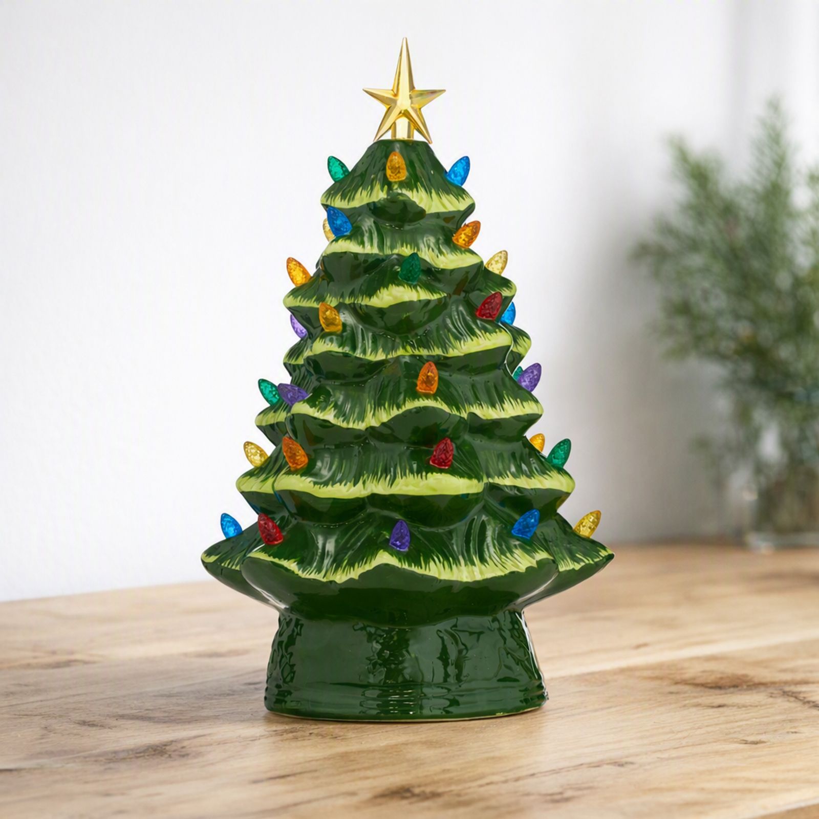 Mr Christmas 30cm Pre Lit Ceramic Tree