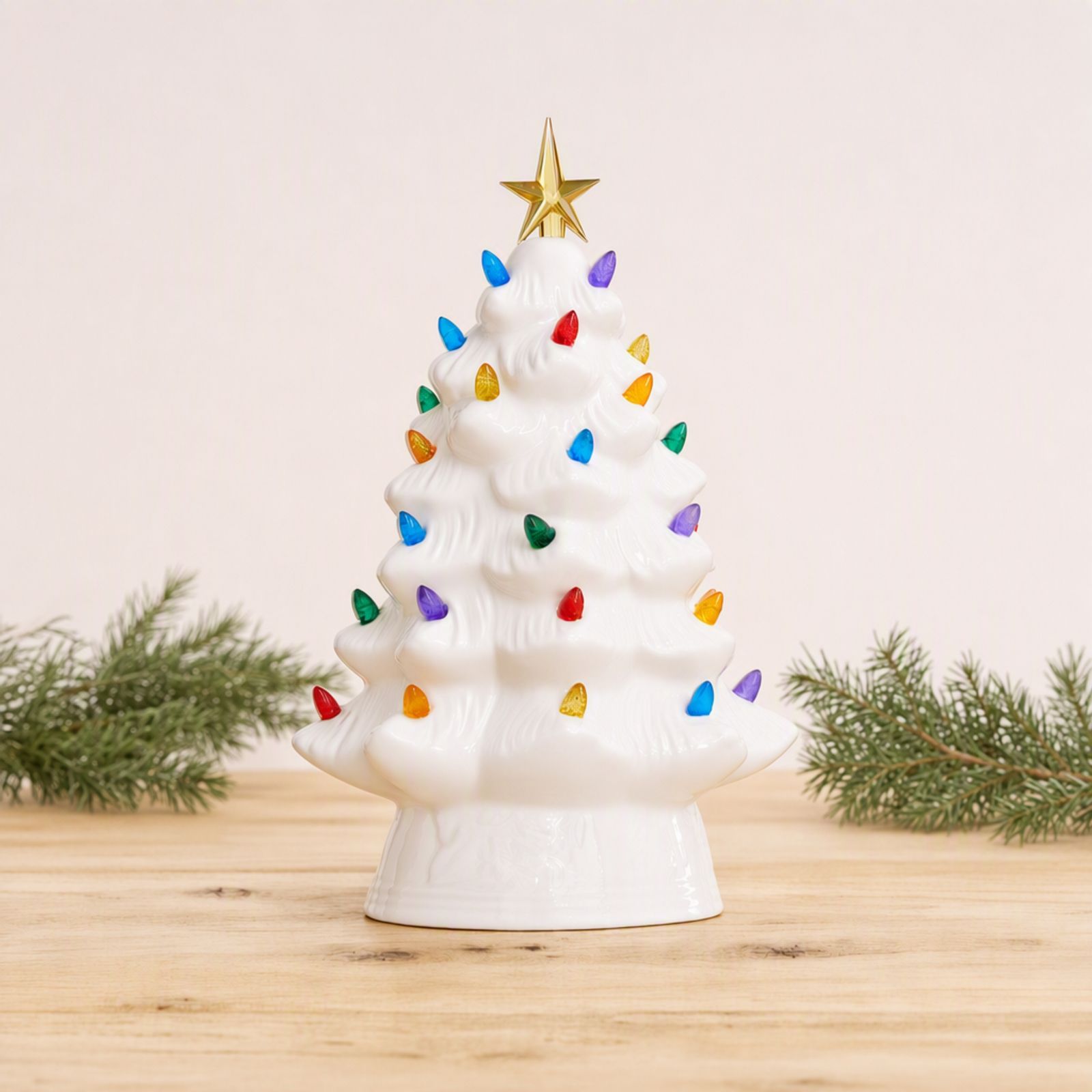 Mr Christmas 30cm Pre Lit Ceramic Tree