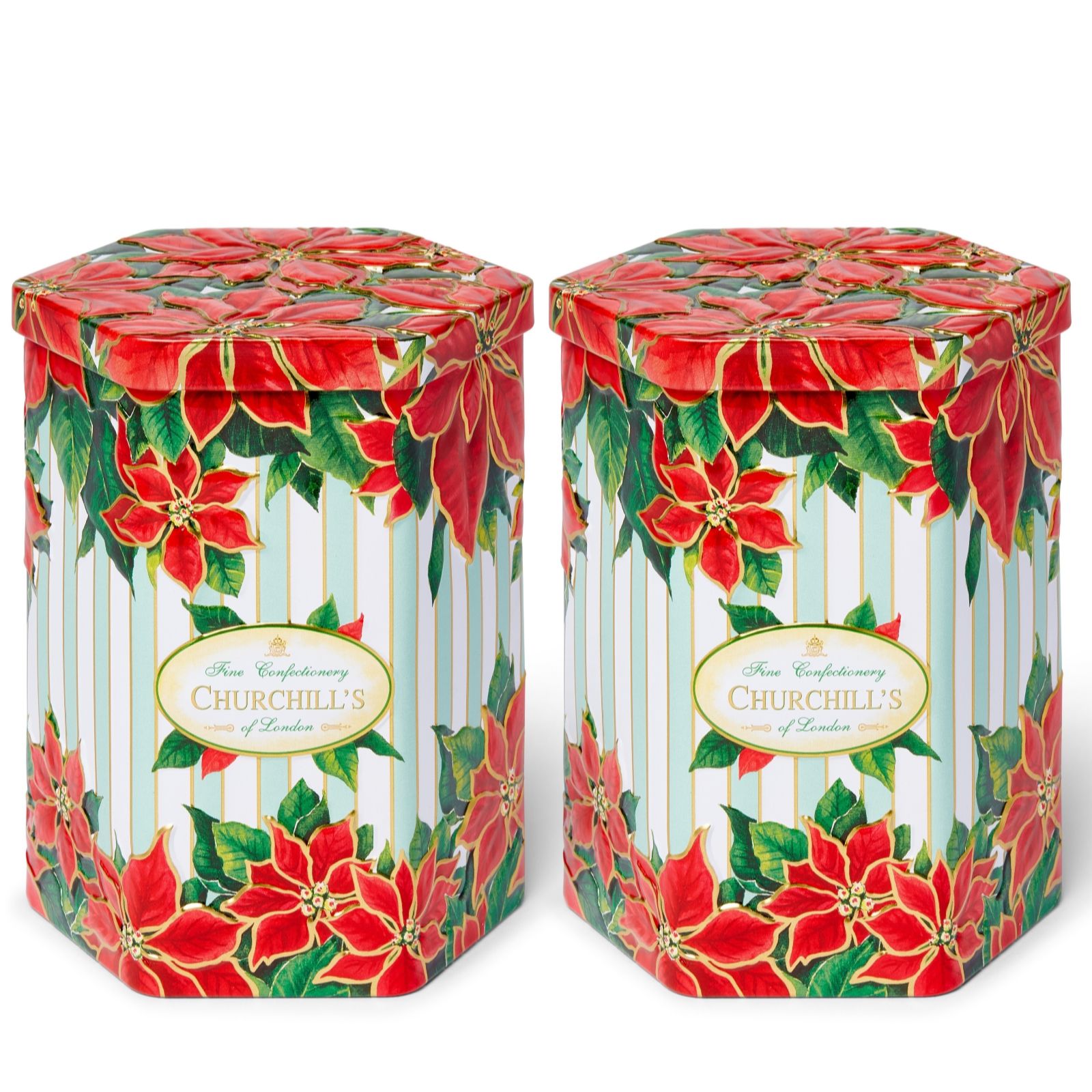 Churchill's Set of 2 Regency Poinsettia Biscuit Tins