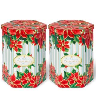 Churchill's Set of 2 Regency Poinsettia Biscuit Tins