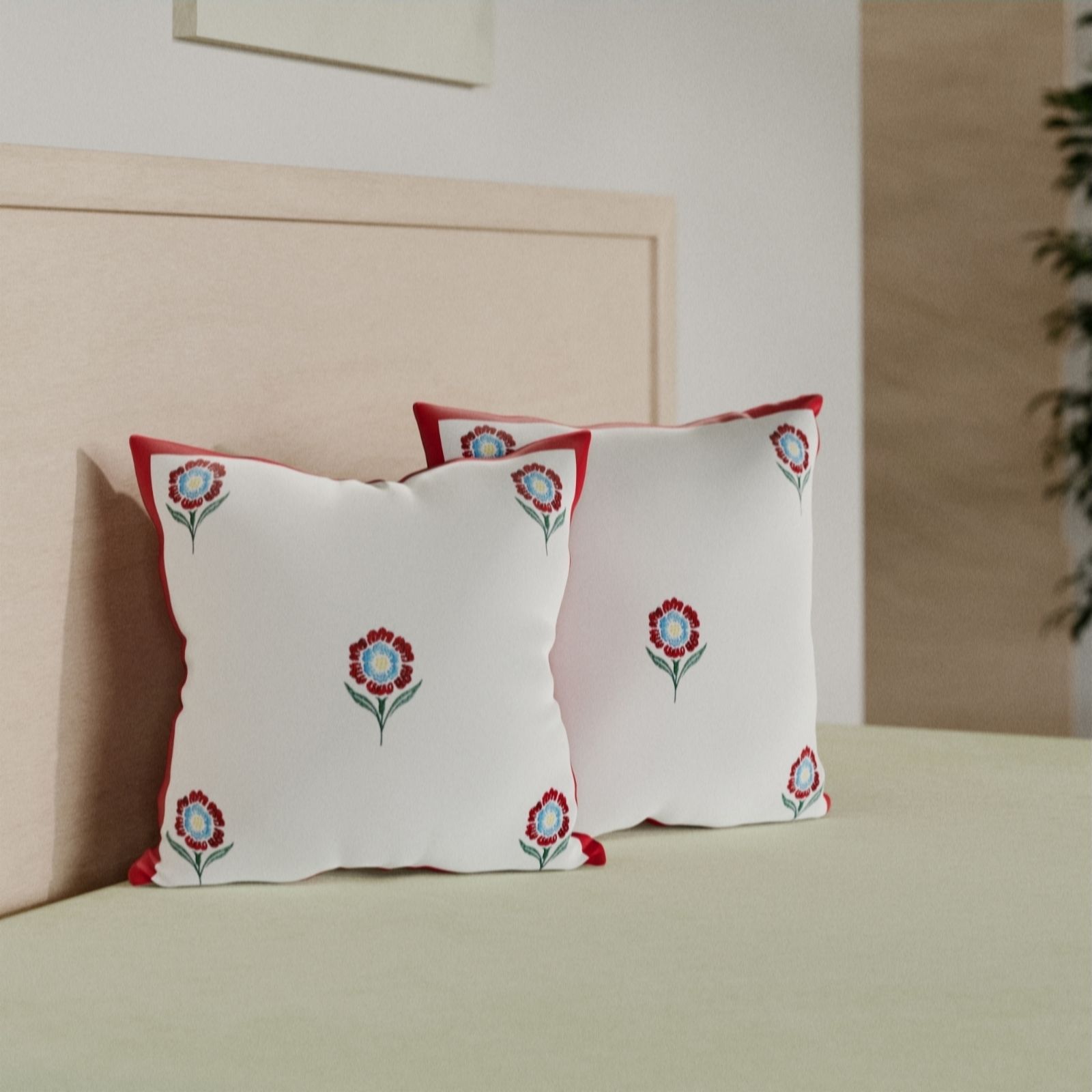 Outlet Cozee Home Floral Embroidered Cushion with Border Detail