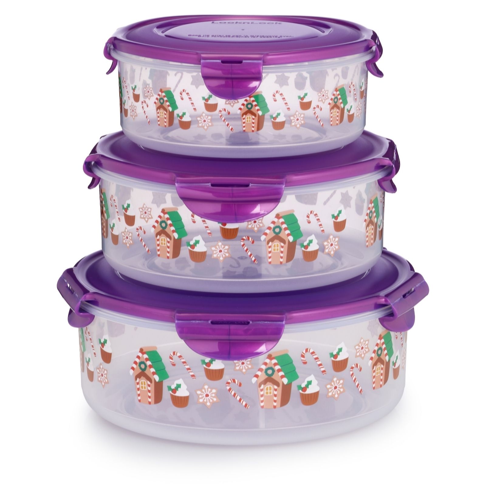 Outlet Lock & Lock 3 Piece Nestable Printed Festive Containers