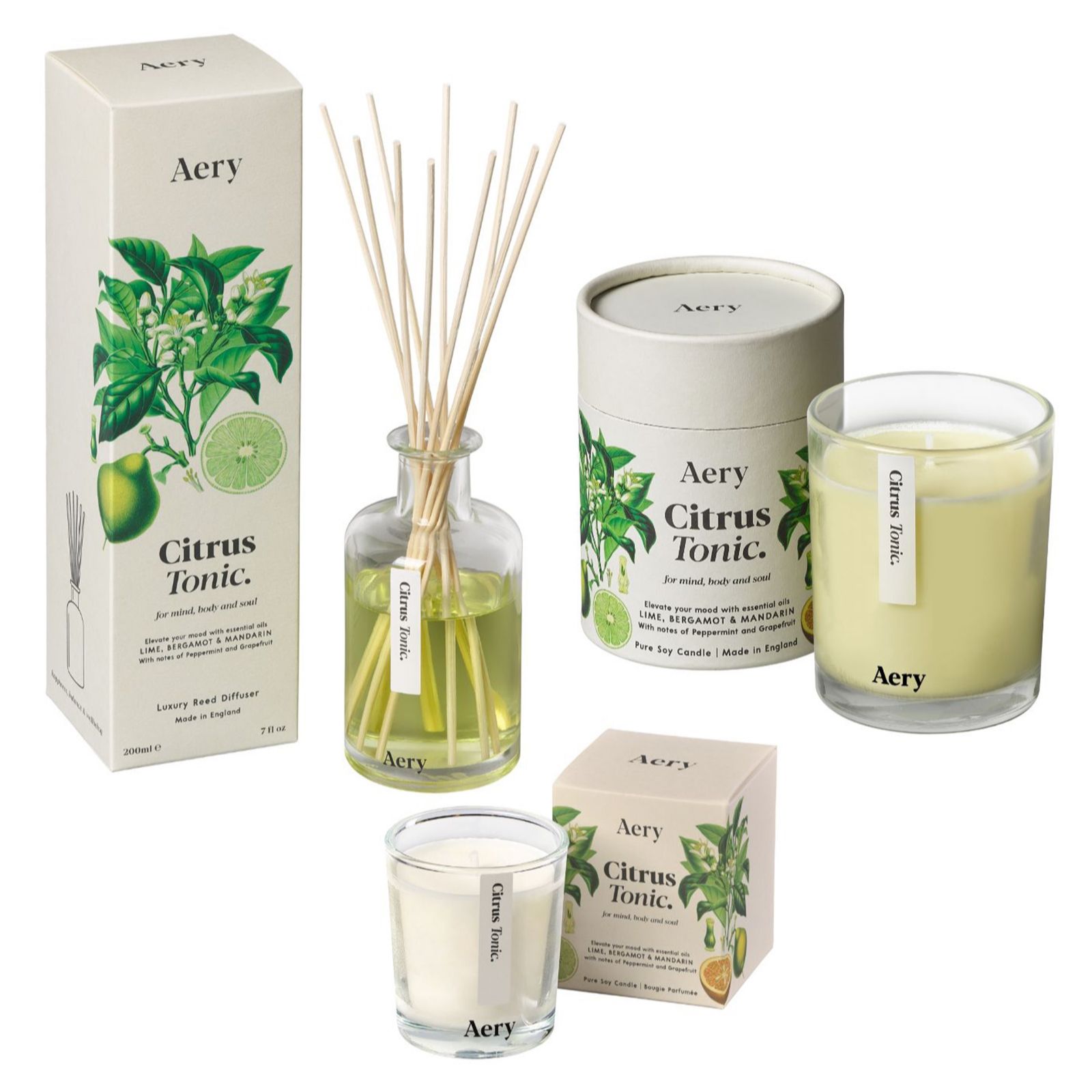 Aery Botanical Candle Votive & Diffuser Set