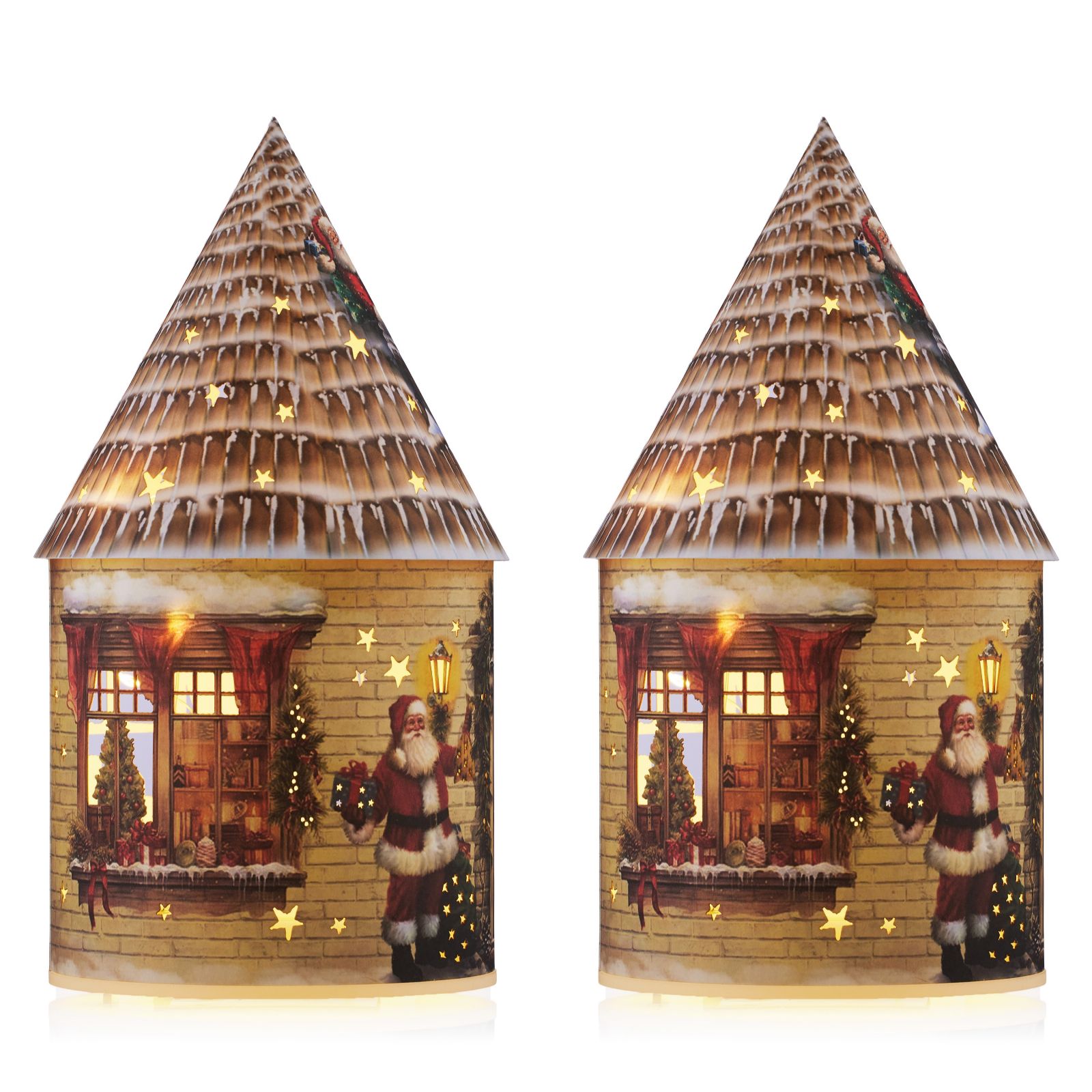 Santa Express Set Of 2 Pre Lit Christmas Scene Houses