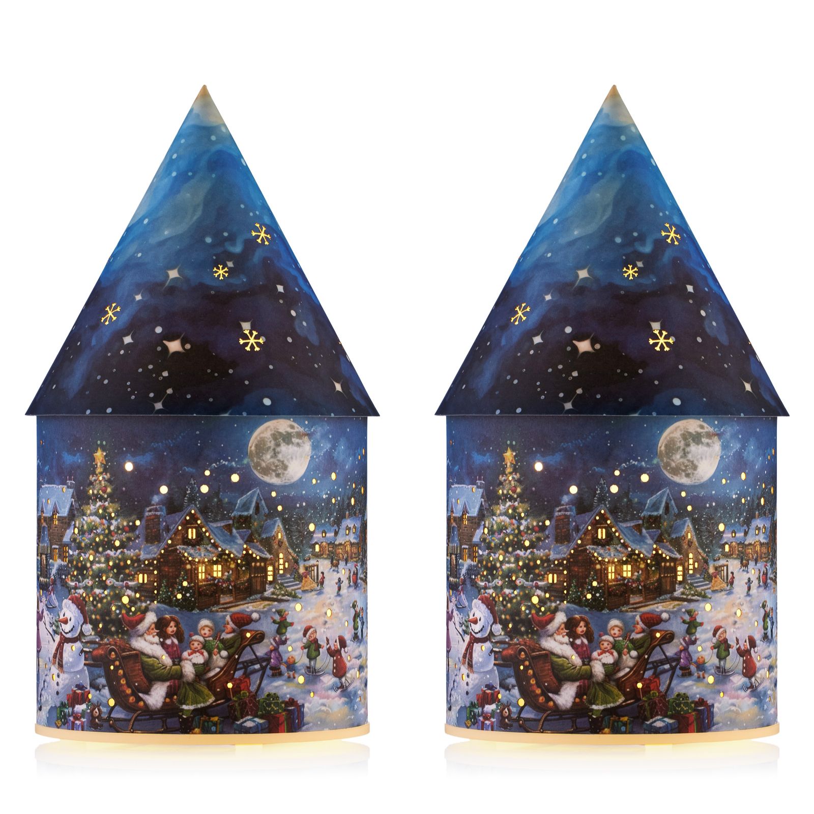 Santa Express Set Of 2 Pre Lit Christmas Scene Houses