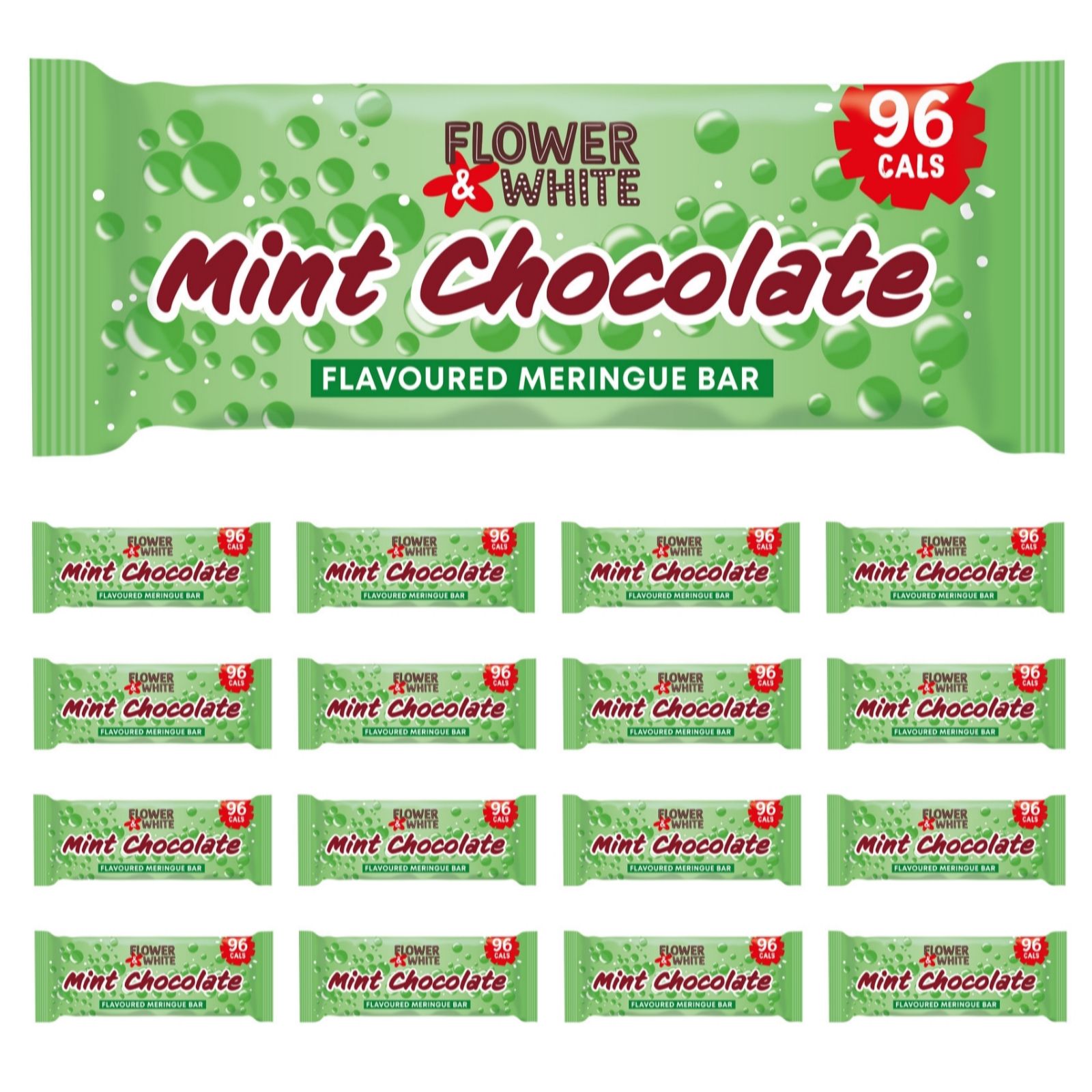 Flower & White 20 Peice Mint Chocolate Meringue Bars