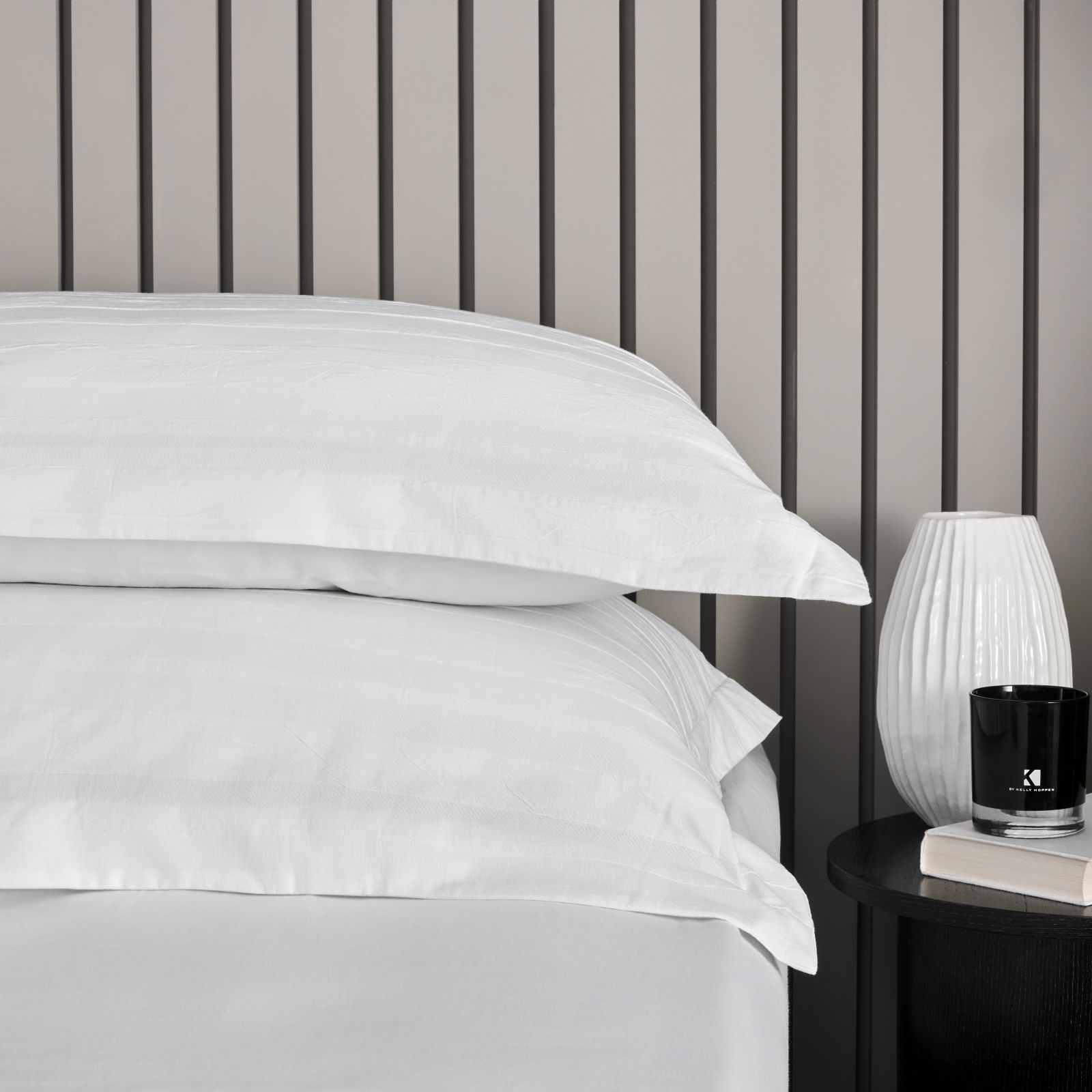 K by Kelly Hoppen 100% Cotton Striped Matelasse Set of 2 Oxford Pillowcases