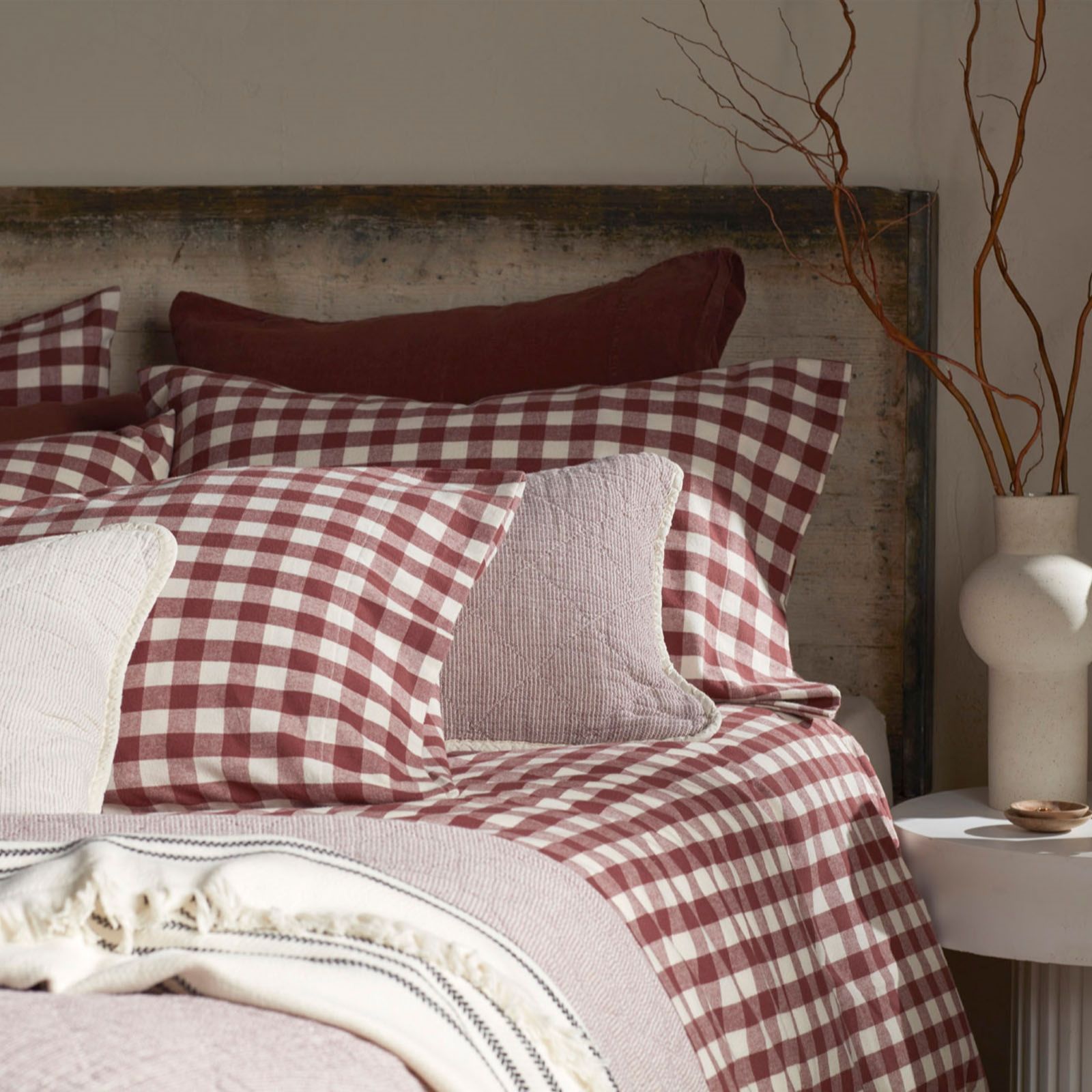 Secret Linen Store Gingham Brushed Organic Cotton Pillowcase Pair