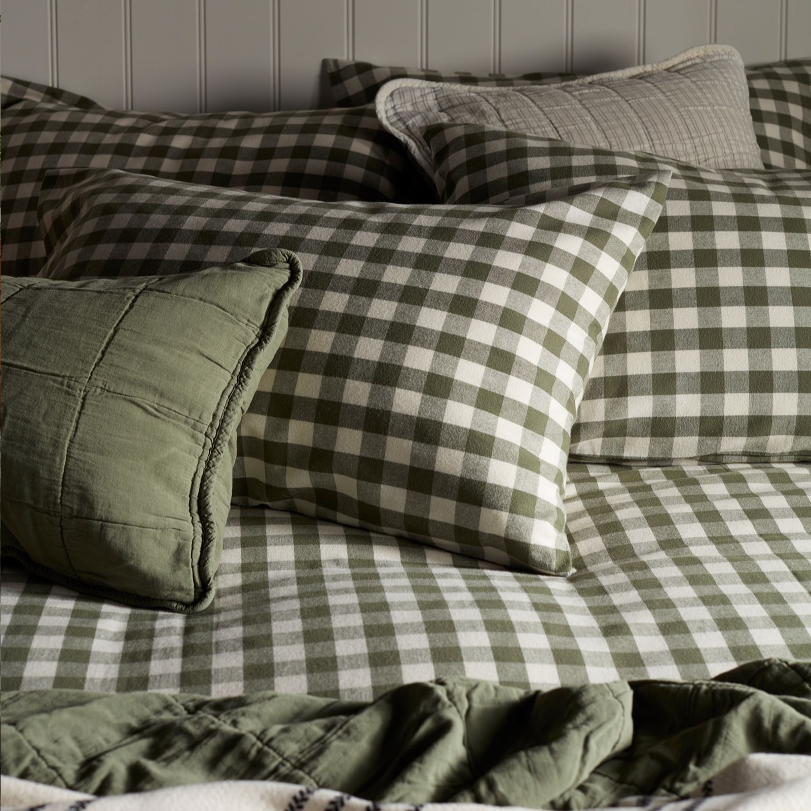 Secret Linen Store Gingham Brushed Organic Cotton Pillowcase Pair