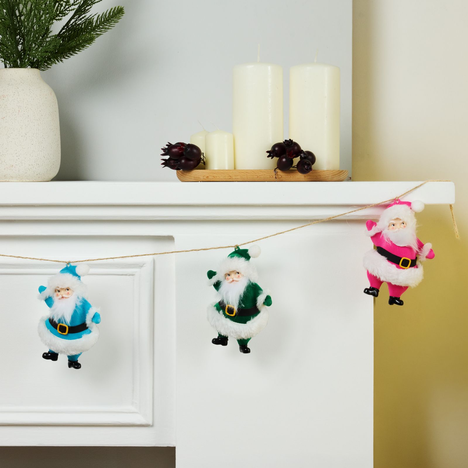 Mr Christmas 4ft Mini Flocked Santa Garland