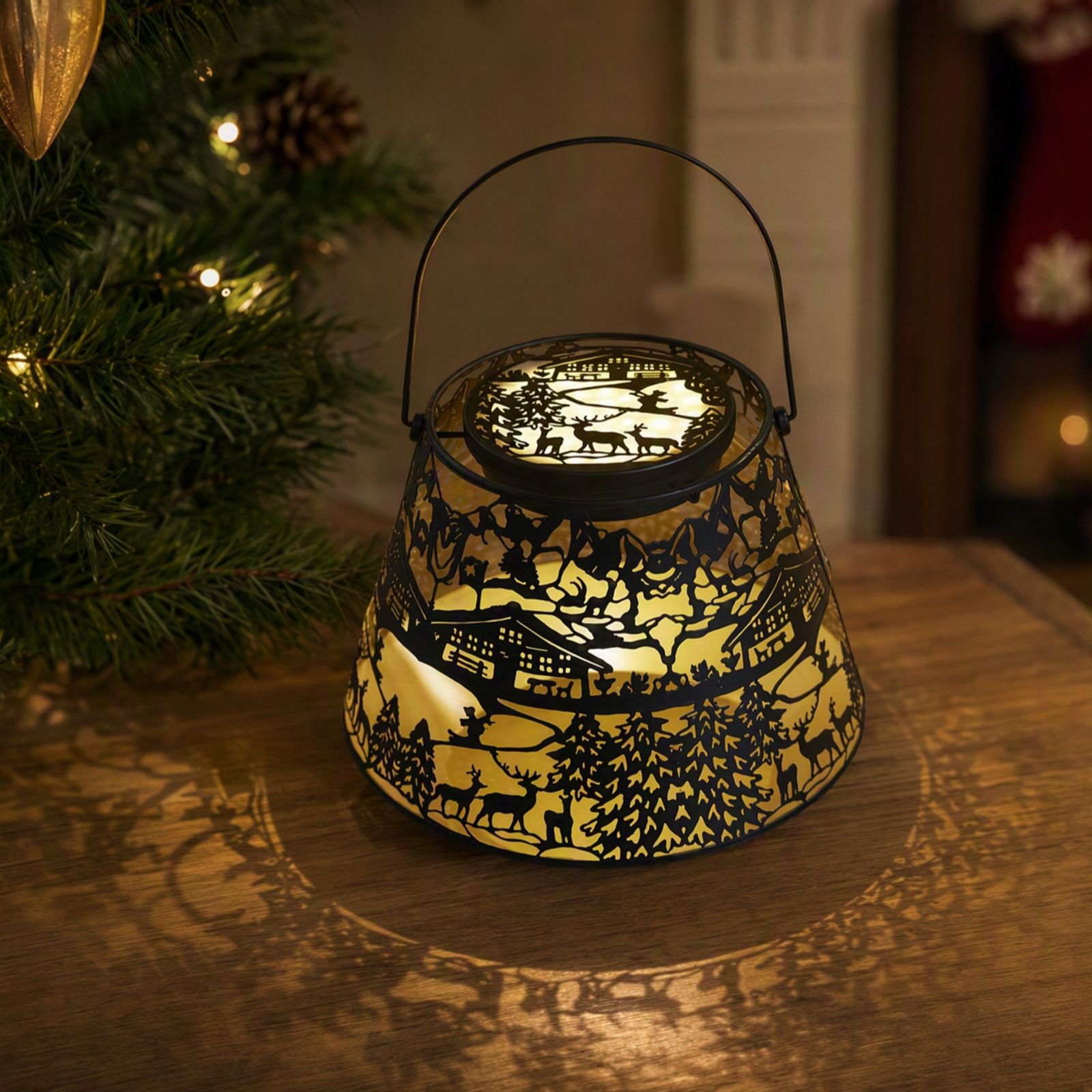 Home Stories Pre Lit Rechargeable Winter Scene Lantern
