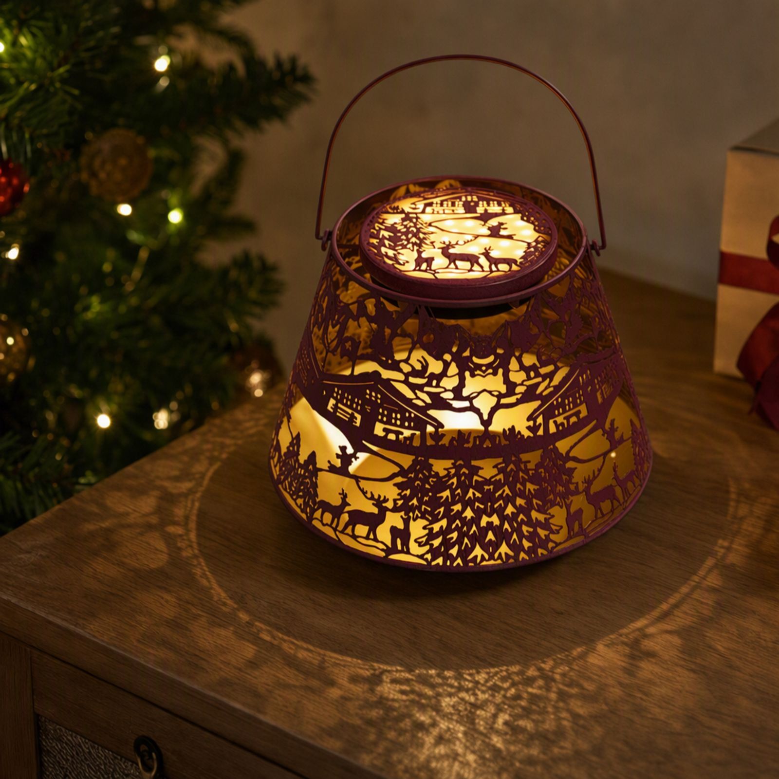 Home Stories Indoor Outdoor Rechargeable Winter Scene Lantern