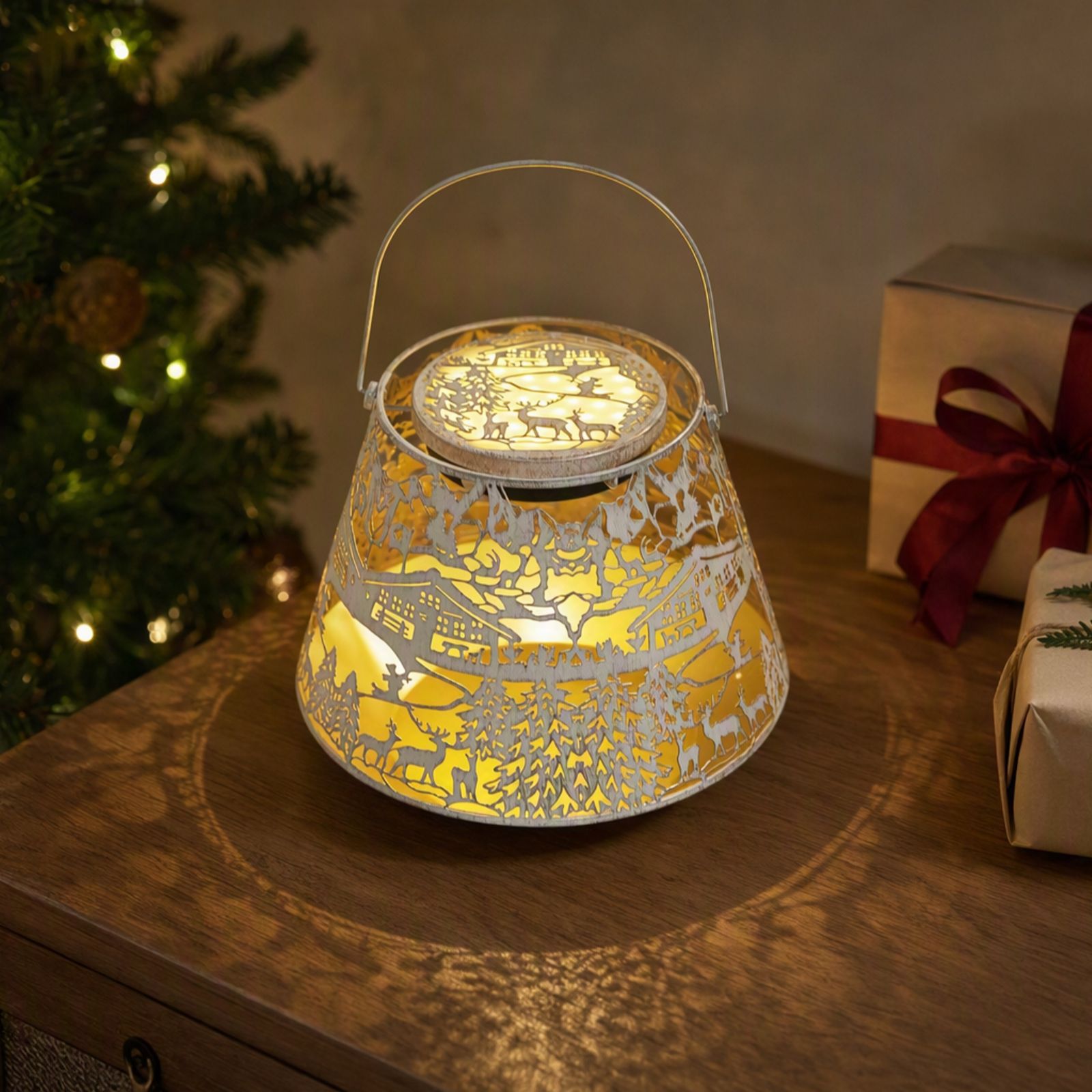 Home Stories Indoor Outdoor Rechargeable Winter Scene Lantern