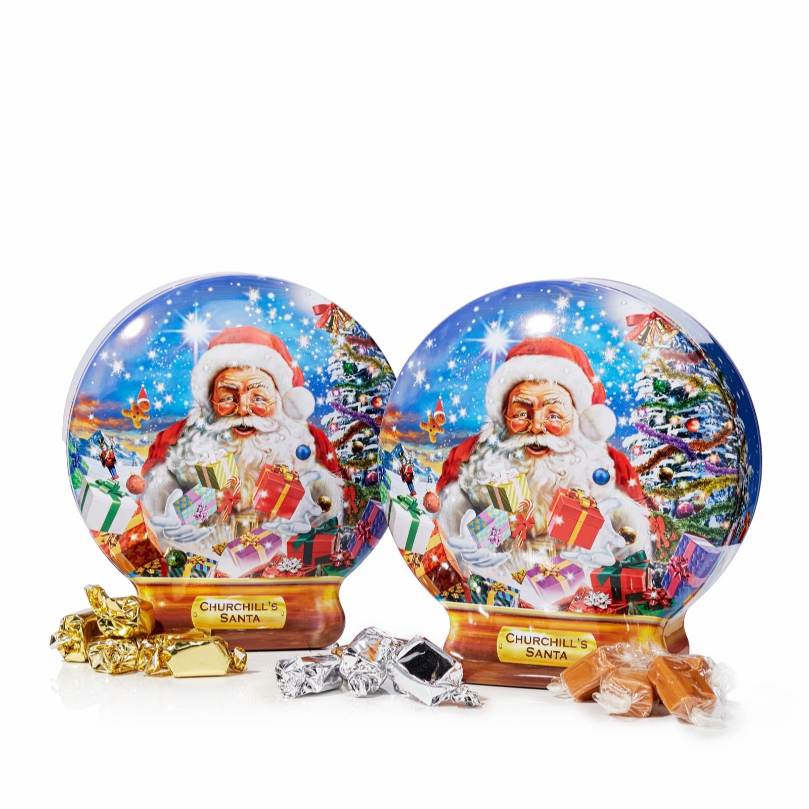 Churchill's Confectionery Set of 2 Santa Globes with Assorted Fudge ...