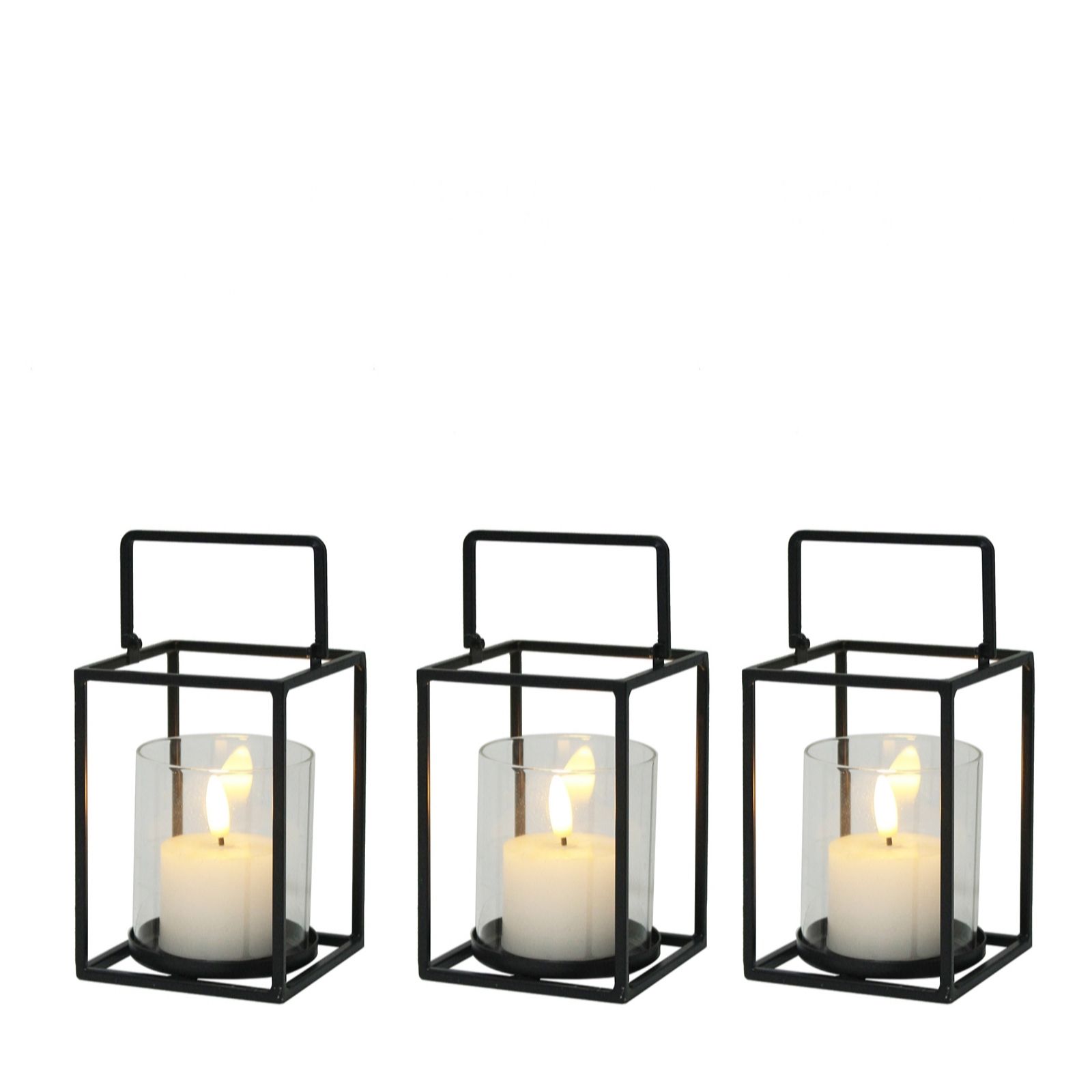 K By Kelly Hoppen Set of 3 Small Metal Lanterns with LED Votives