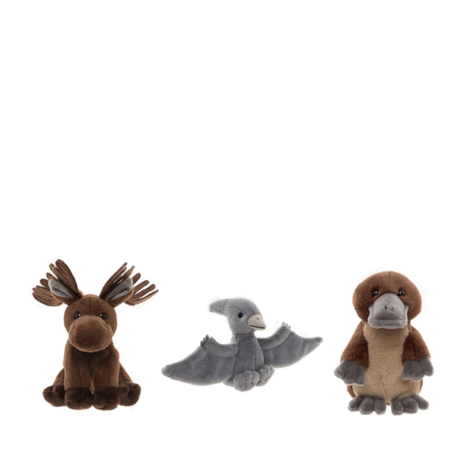 Charlie Bears 5" Cuddle Cubs Platypus, Elk and Pterodactyl Plush Bear
