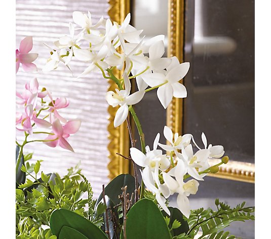 Bloom Faux Flowers Mottled Potted Phalaenopsis