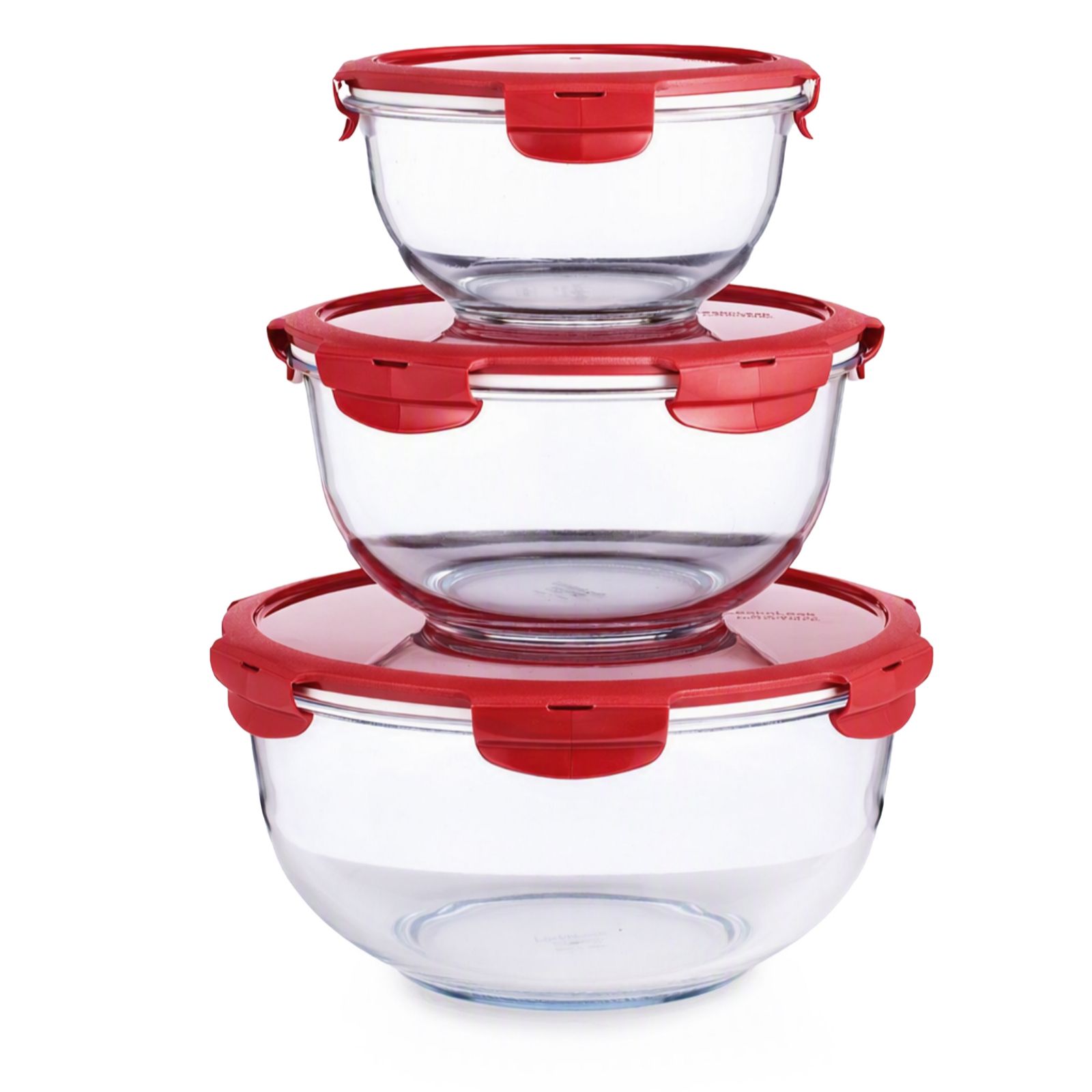 LocknLock 3 Piece Glass Nestable Mixing Bowls