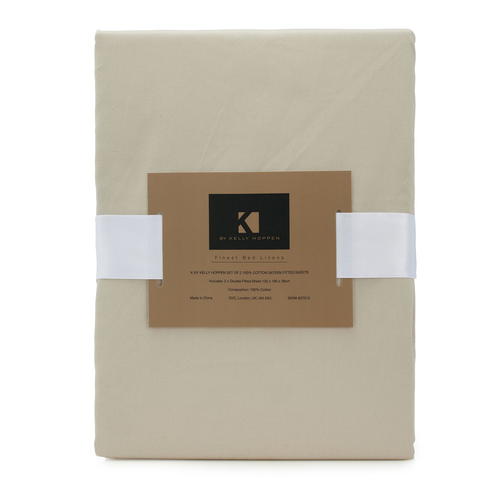 K by Kelly Hoppen Set of 2 100% Cotton Sateen Fitted Sheets