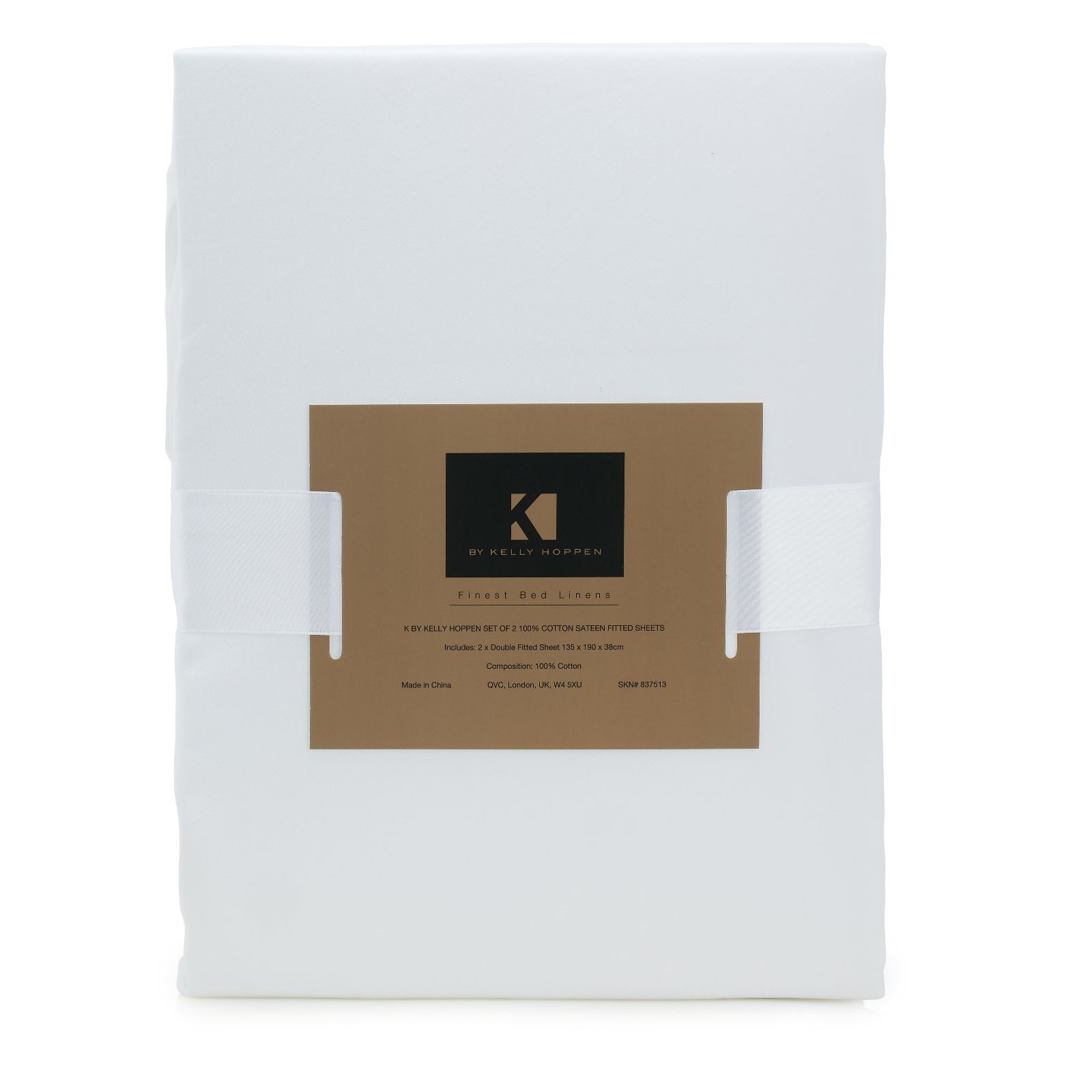 K by Kelly Hoppen Set of 2 100% Cotton Sateen Fitted Sheets