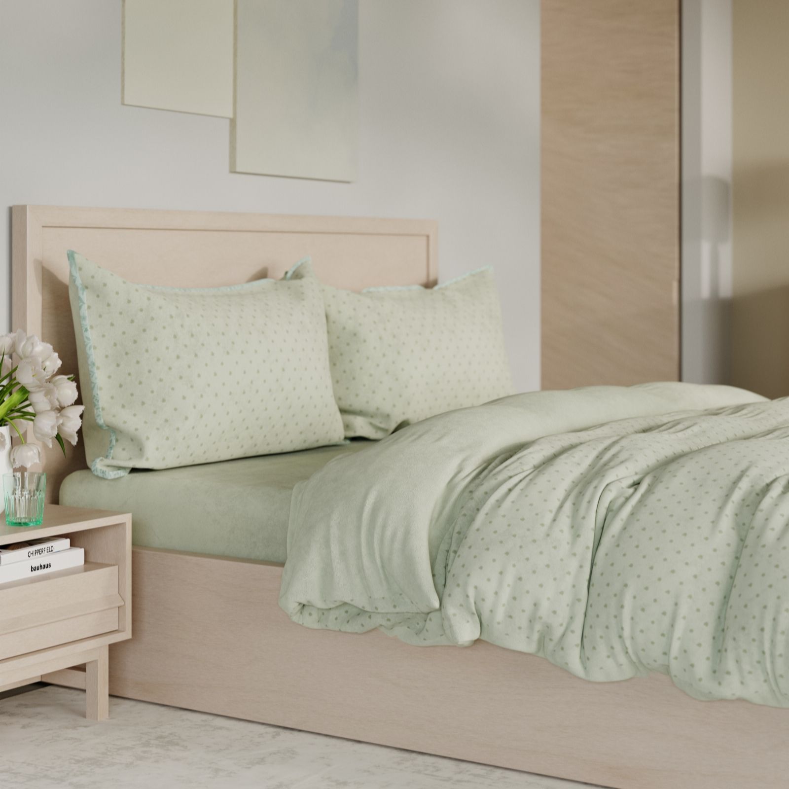 Cozee Home Small Spot Velvetsoft 4 Piece Duvet Set w/ Contrast Trim