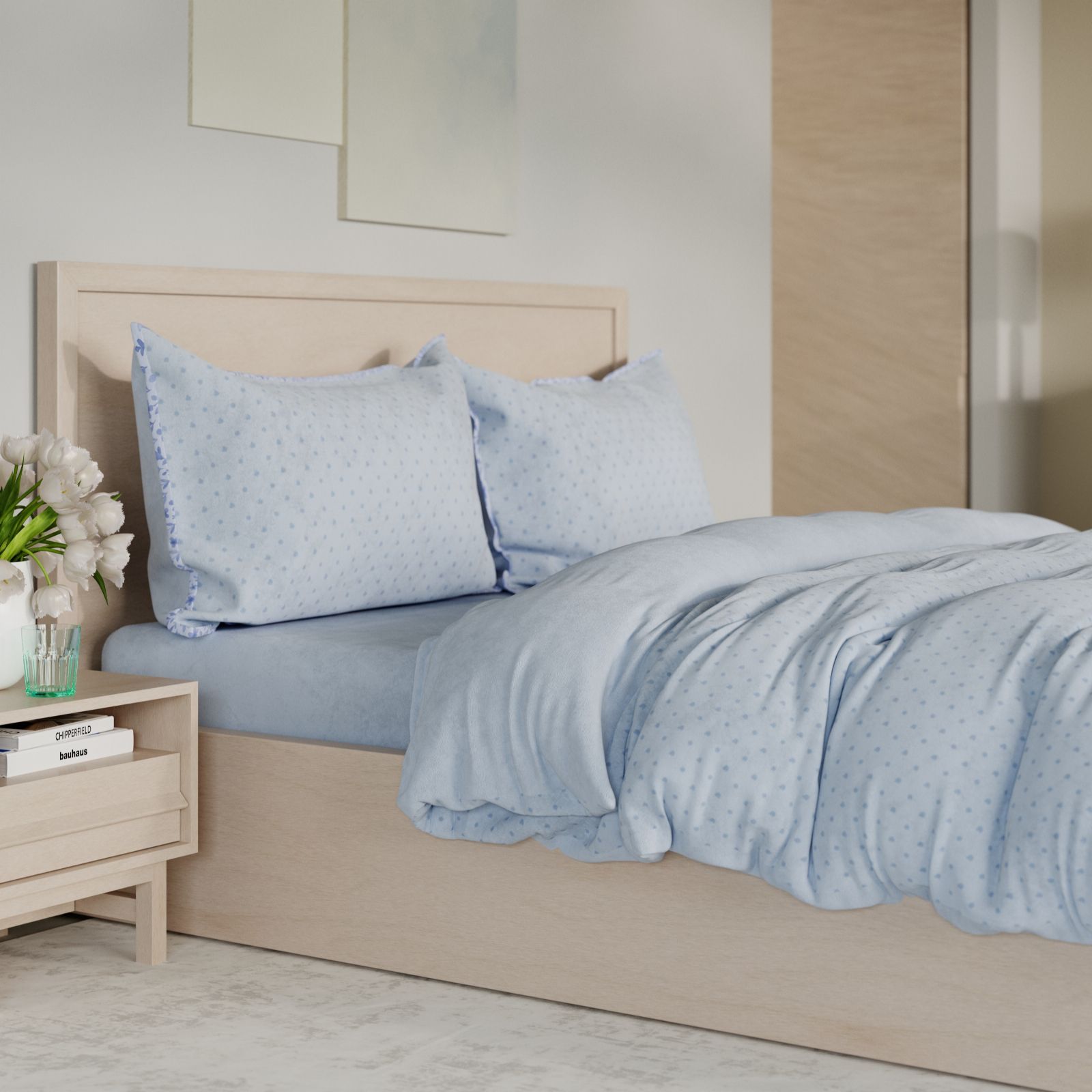 Cozee Home Small Spot Velvetsoft 4 Piece Duvet Set w/ Contrast Trim