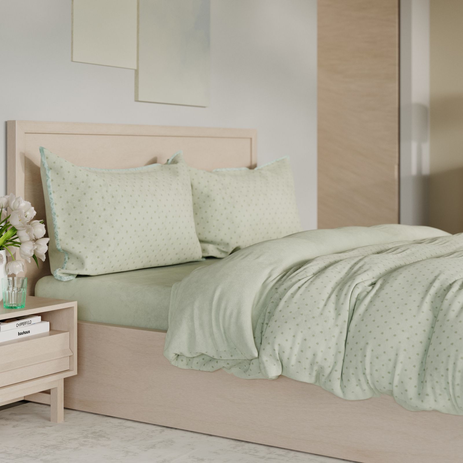 Cozee Home Small Spot Velvetsoft 4 Piece Duvet Set w/ Contrast Trim