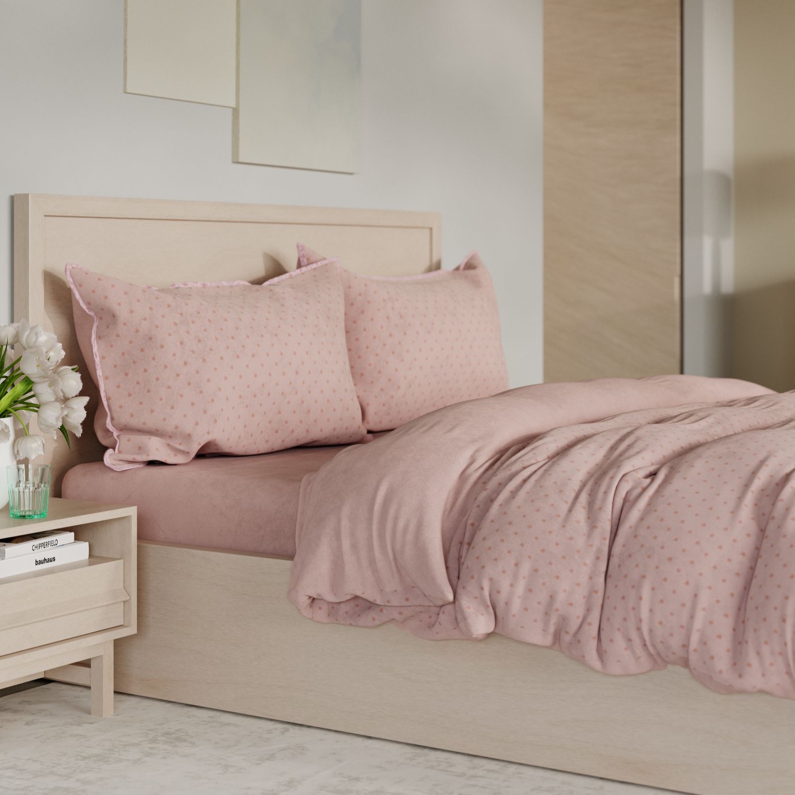 Cozee Home Small Spot Velvetsoft 4 Piece Duvet Set w/ Contrast Trim