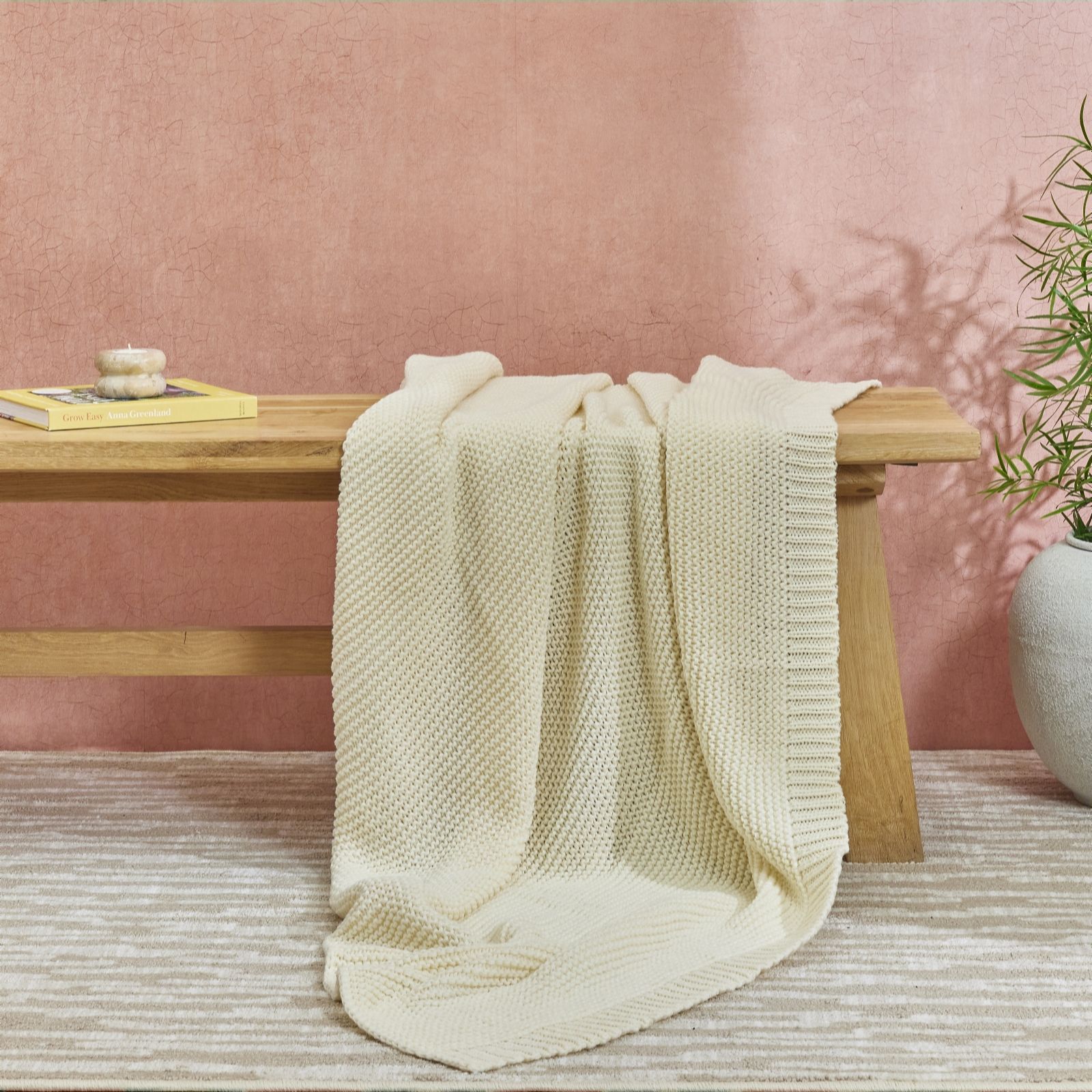 abode Knitted Plain Knit Throw