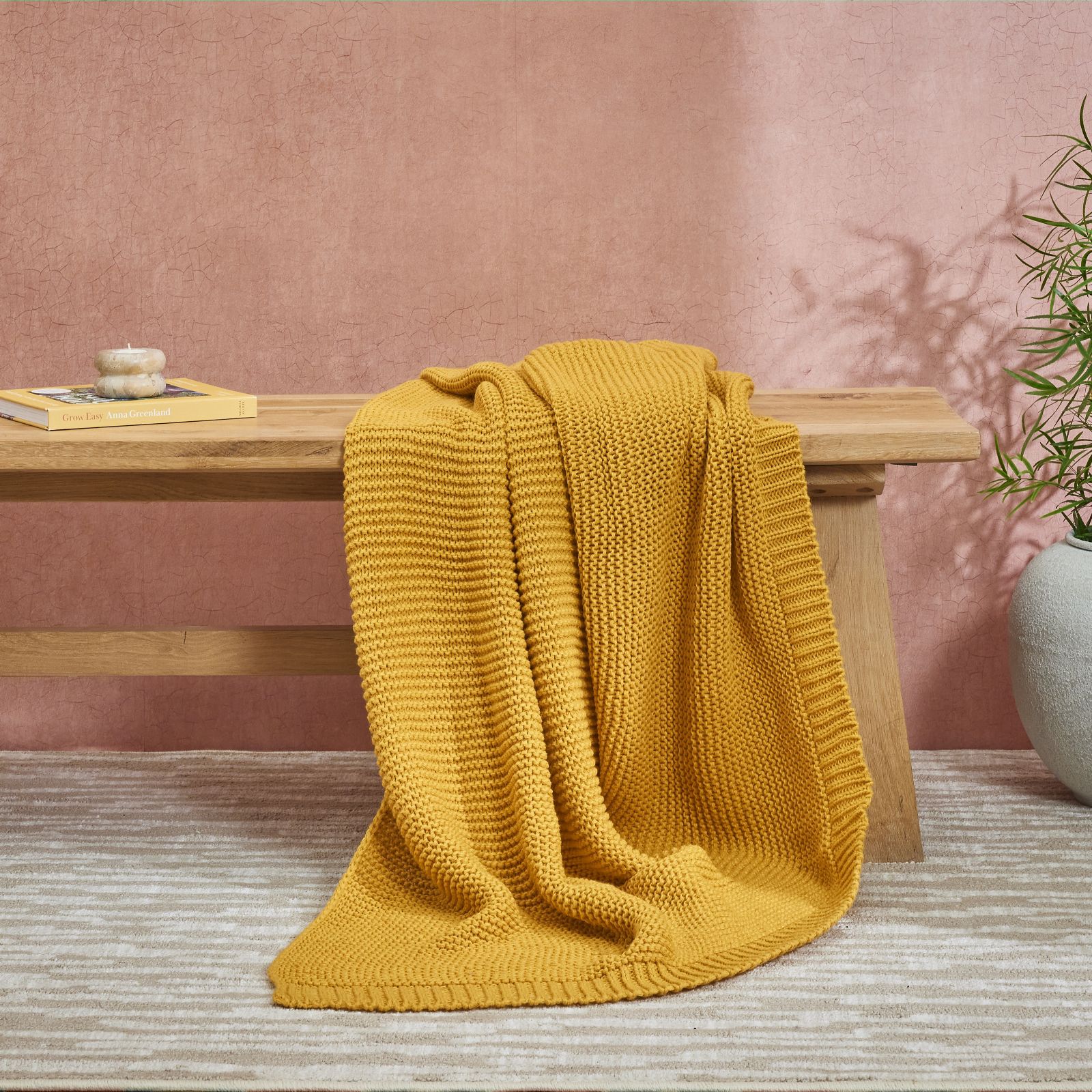 abode Plain Knit Throw