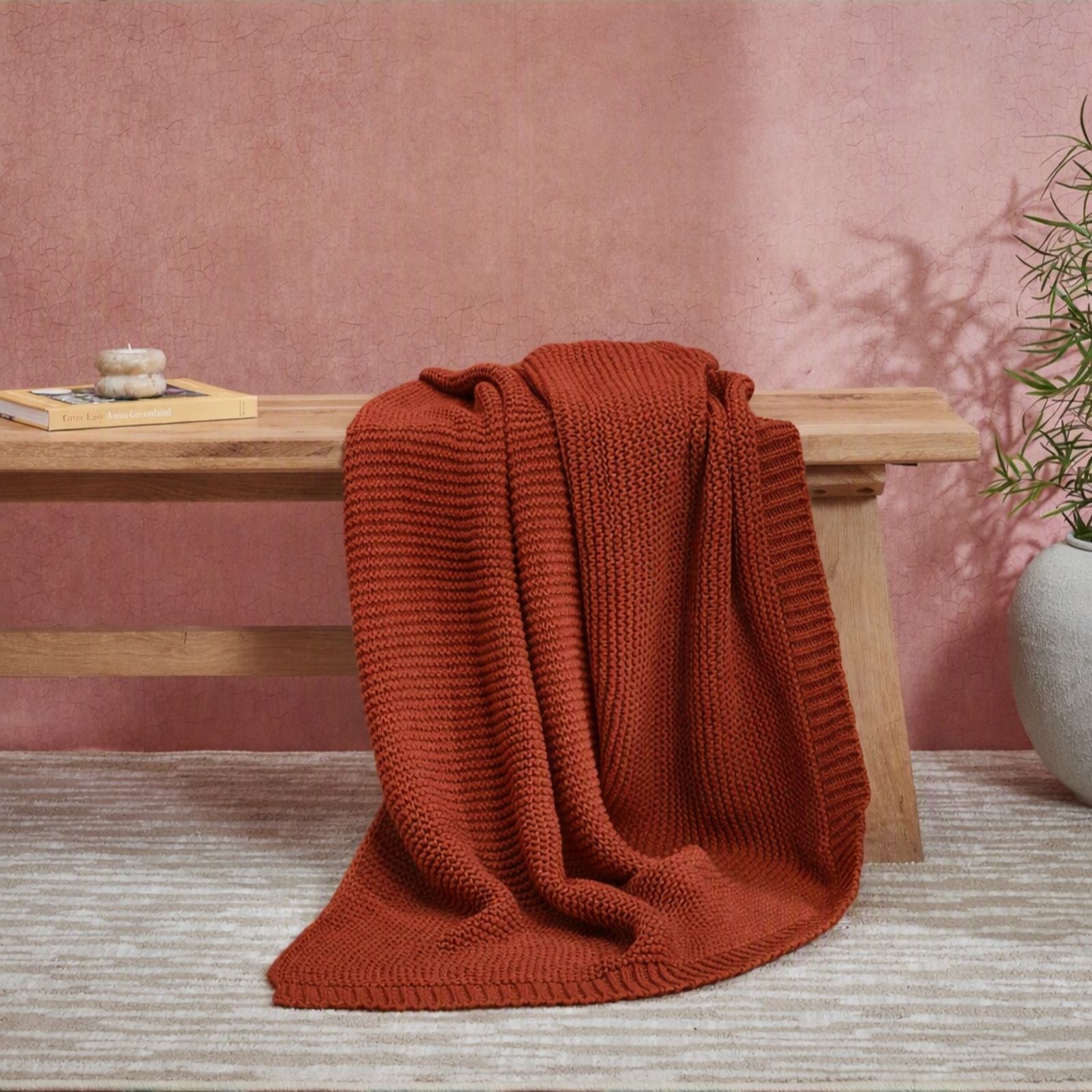 abode 150x200cm Plain Knit Throw