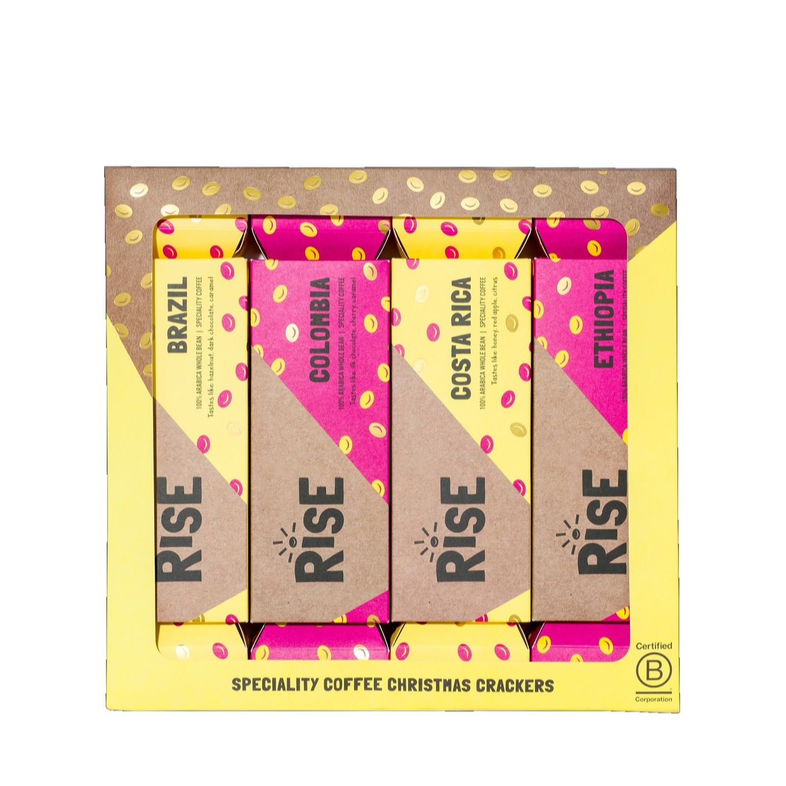 Rise Coffee Set of 4 Ground Coffee Christmas Crackers