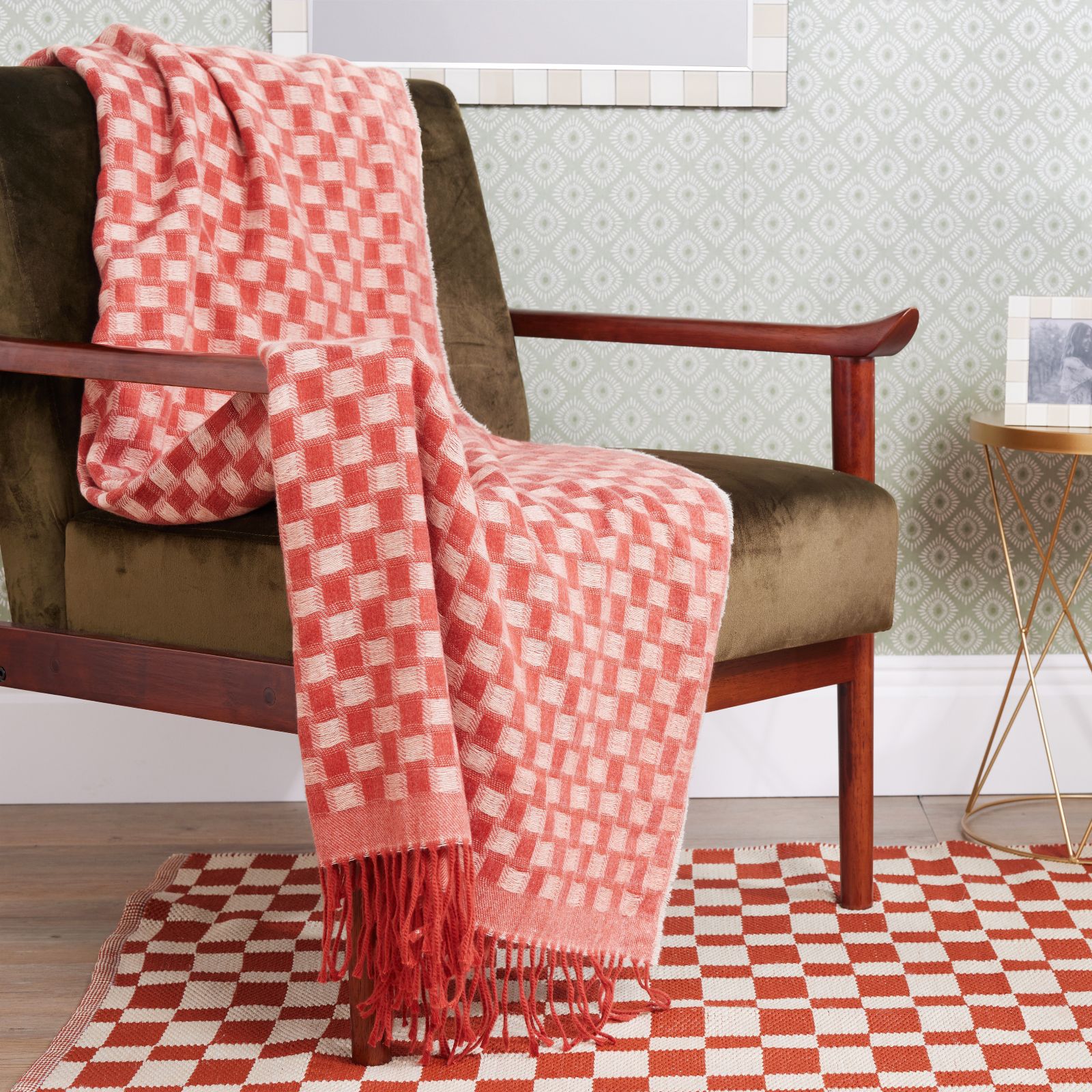 BundleBerry By Amanda Holden Checkered 150x 200cm Fringed Throw
