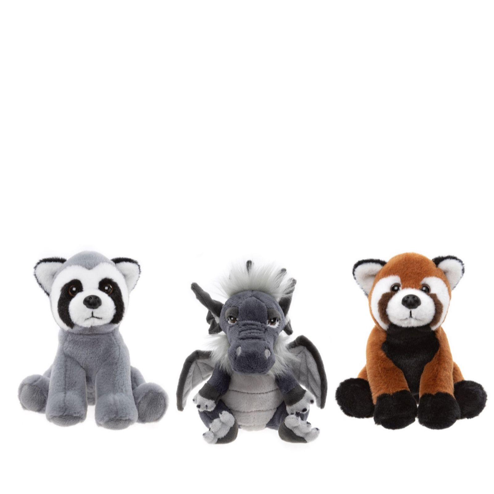 Charlie Bears 5" Cuddle Cube Racoon, Red Panda and Soot Plush Bears