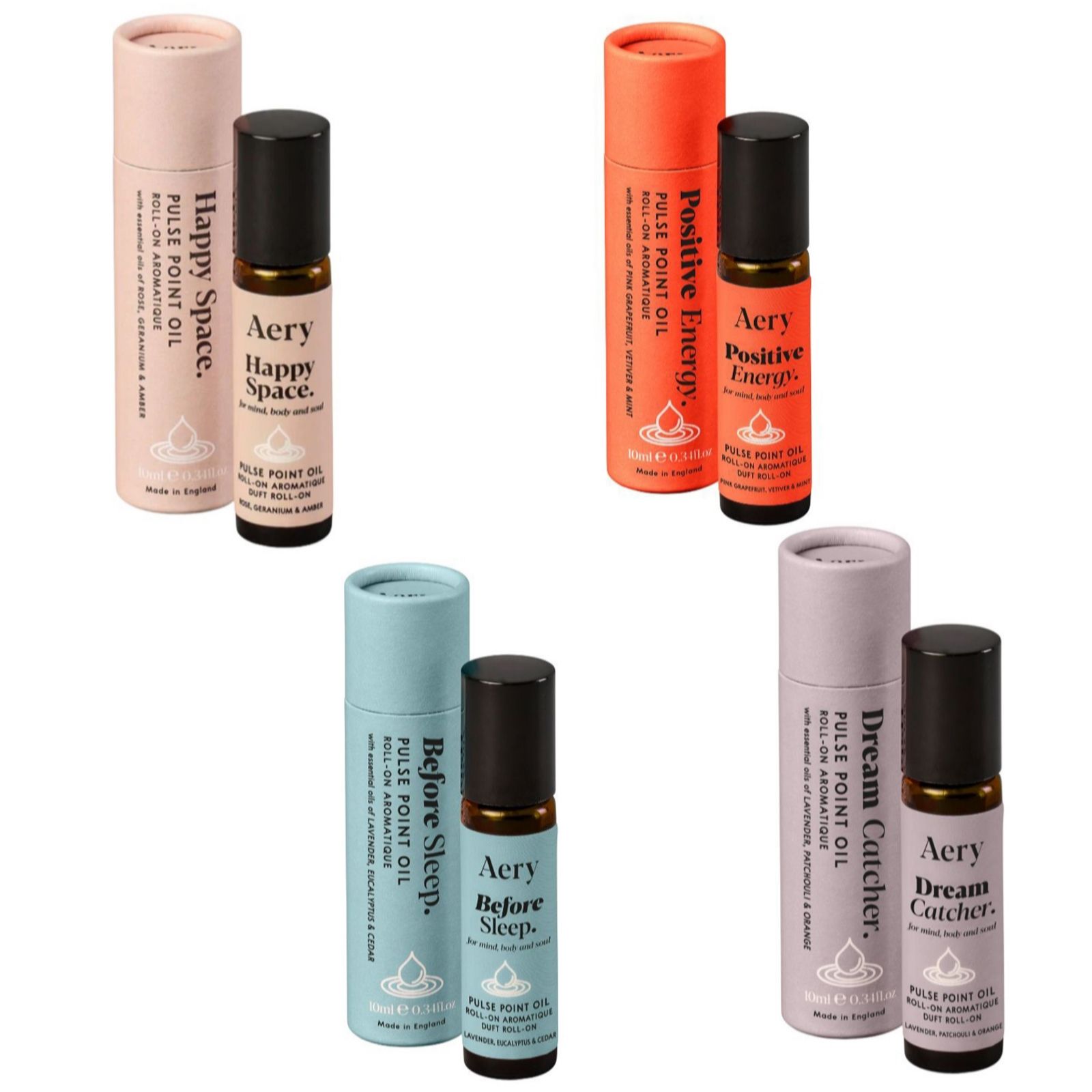 Aery Aromatherapy Set of 4 Pulse Point Roll On